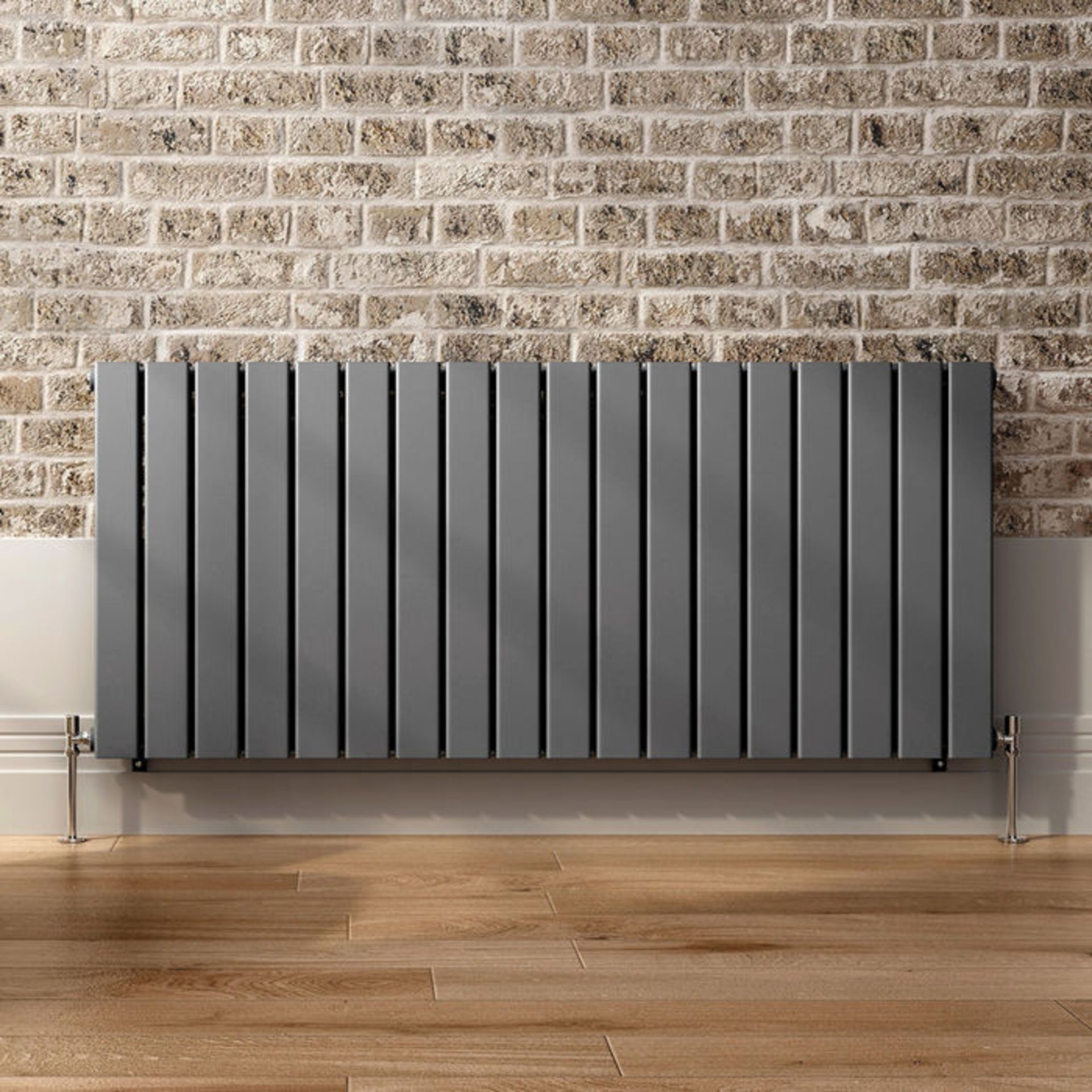 635x1380mm Anthracite Double Flat Panel Horizontal Radiator. RRP £554.99. Made with low carbon... - Image 3 of 4