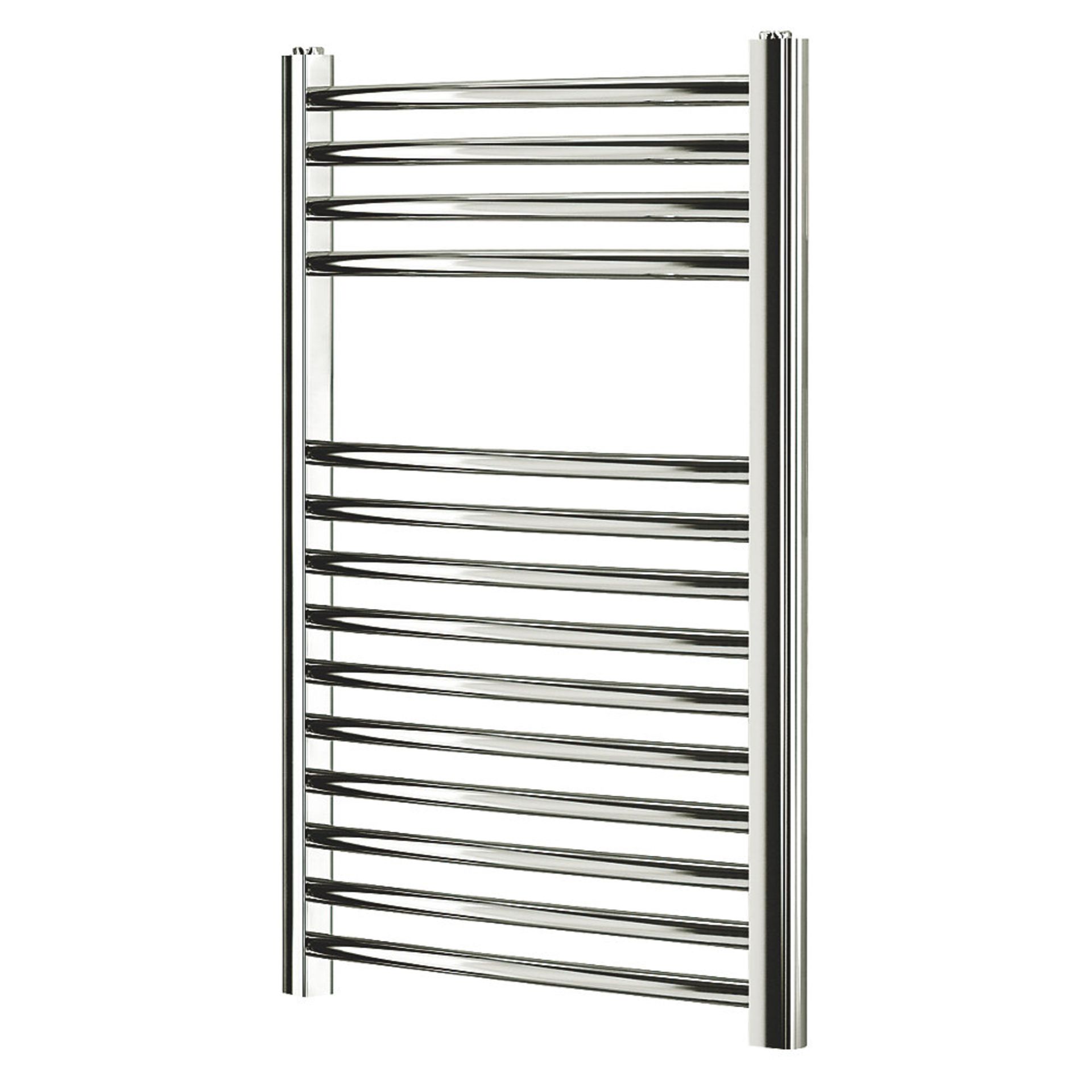 (MC182) 700 X 400MM CURVED TOWEL RADIATOR CHROME. Curved Chrome-Plated Mild Steel Construction. This