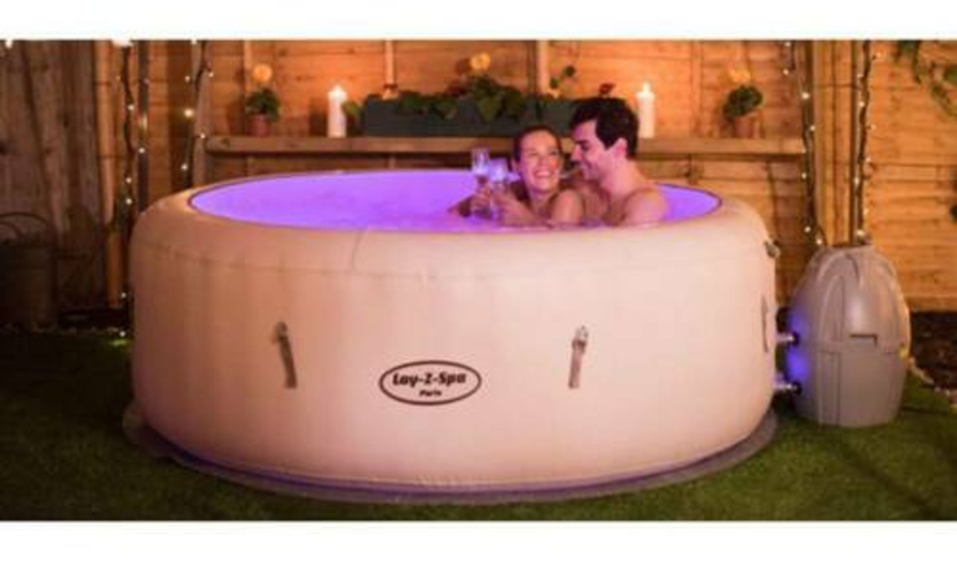 (PP2) Lay-Z-Spa Paris 6 Person LED Hot Tub Relax and unwind in the Lay-Z-Spa Paris AirJet. Feat...