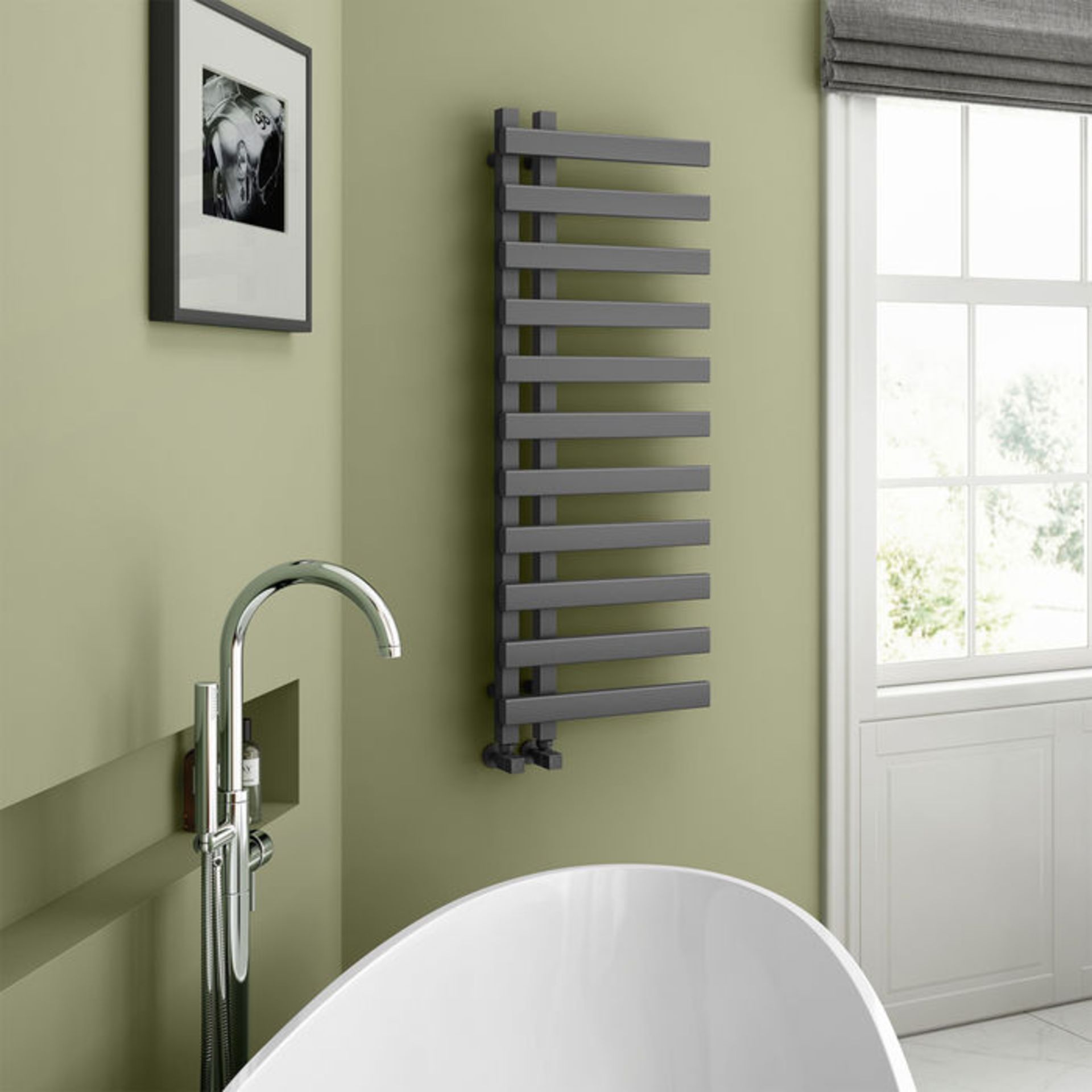 (PP14) 1200x450mm Anthracite Designer Towel Radiator - Flat Panel. Enjoy the convenience of a ... - Image 2 of 3