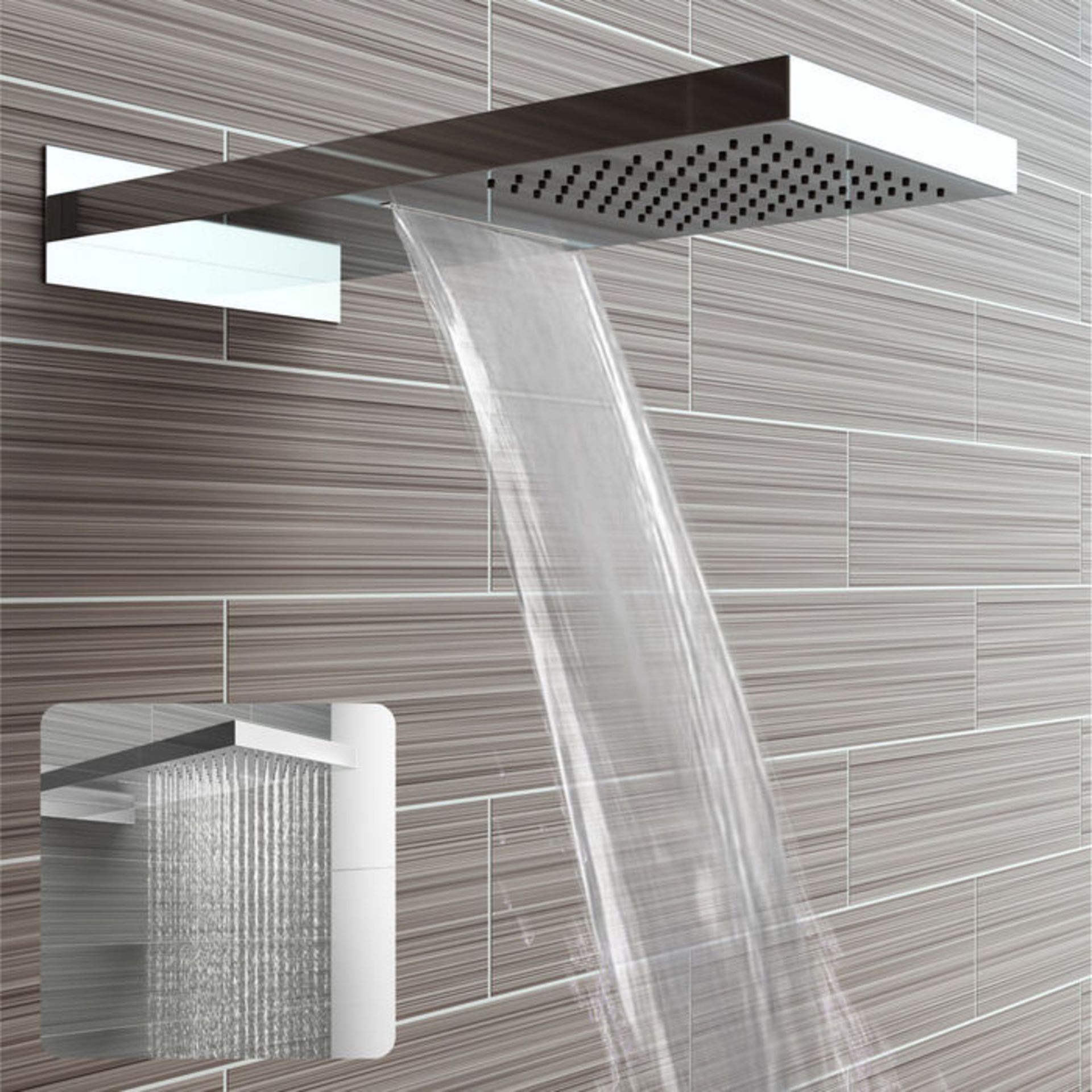 (PP33) 230x500mm Stainless Steel Waterfall Shower Head. RRP £374.98. Dual function waterfall ... - Image 2 of 4