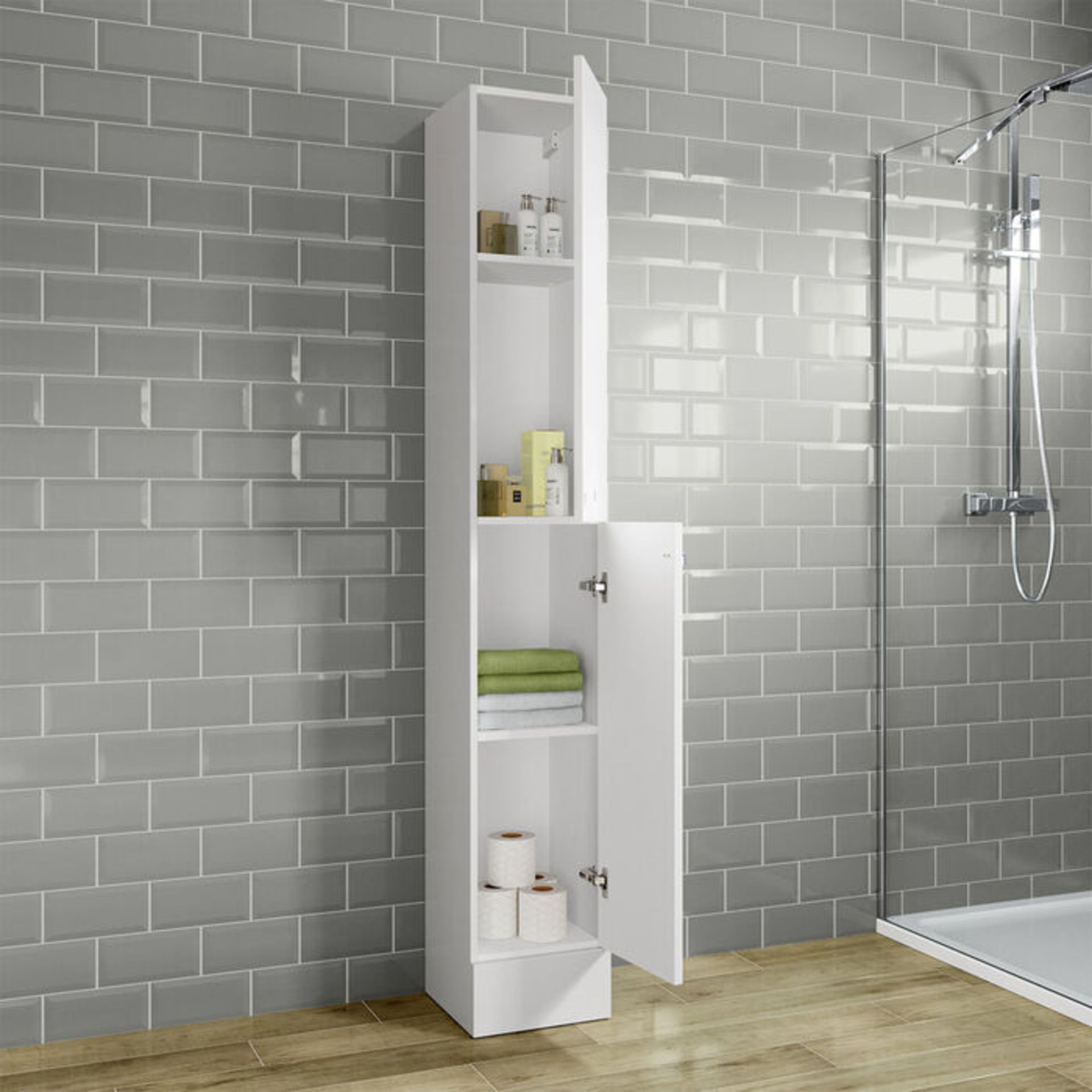 (PP23) 1900x300mm Harper Gloss White Tall Storage Cabinet - Floor Standing. RRP £299.99. Our t... - Image 3 of 4