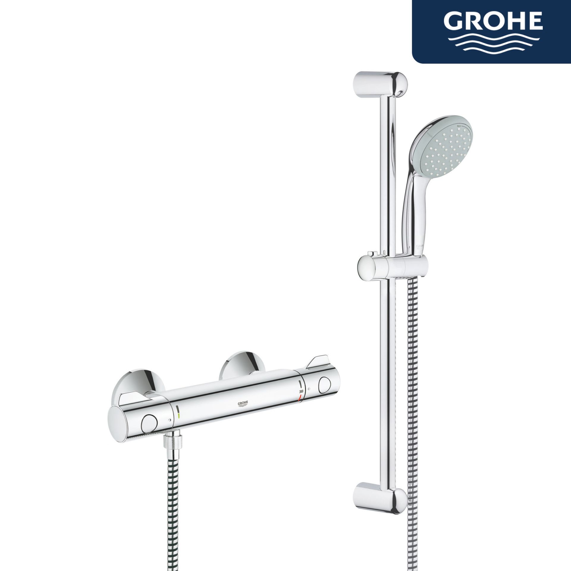 (EW302) Grohe Grohtherm 800 Thermostatic Shower Mixer and Kit. RRP £249.99. Set water temperature