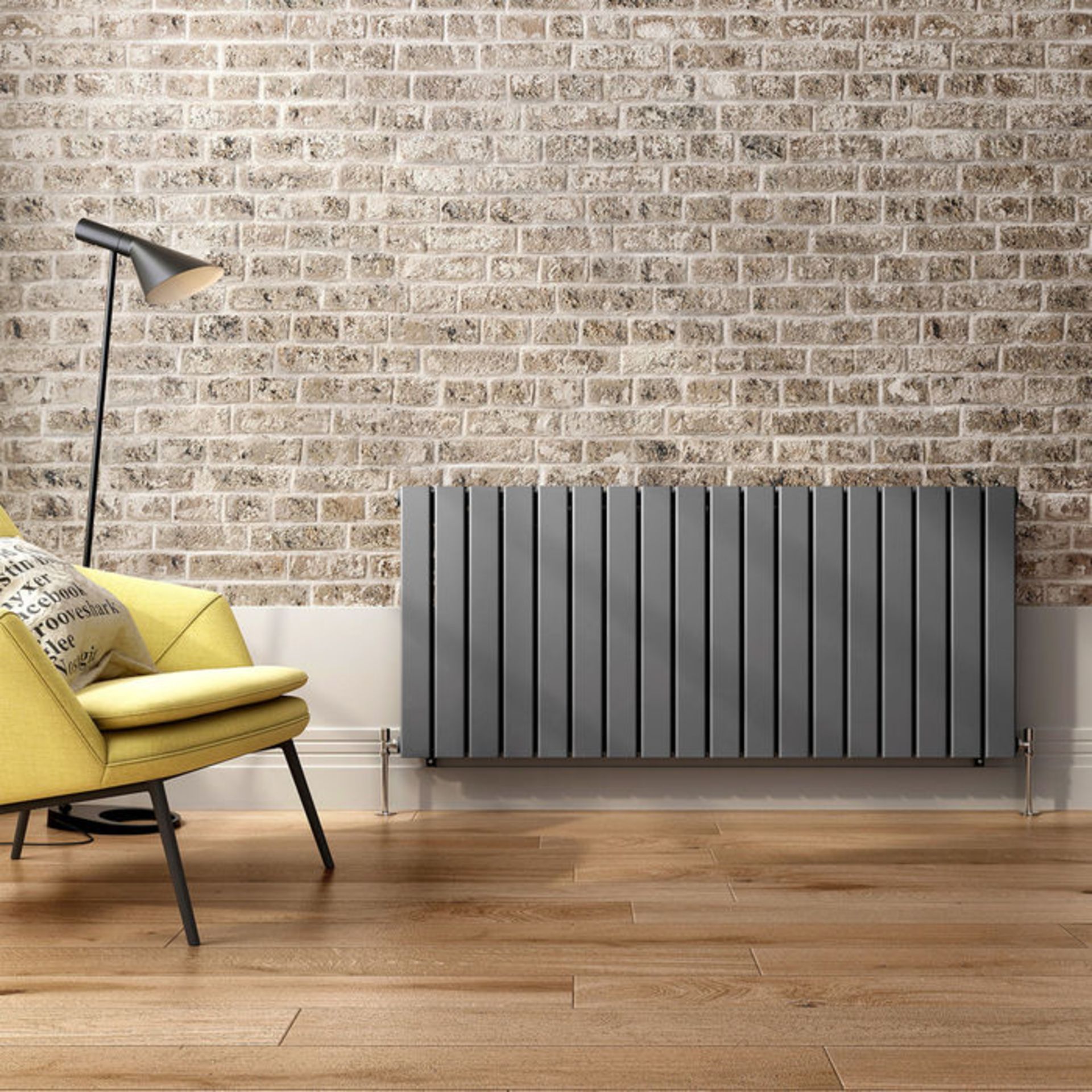 635x1380mm Anthracite Double Flat Panel Horizontal Radiator. RRP £554.99. Made with low carbon... - Image 2 of 4