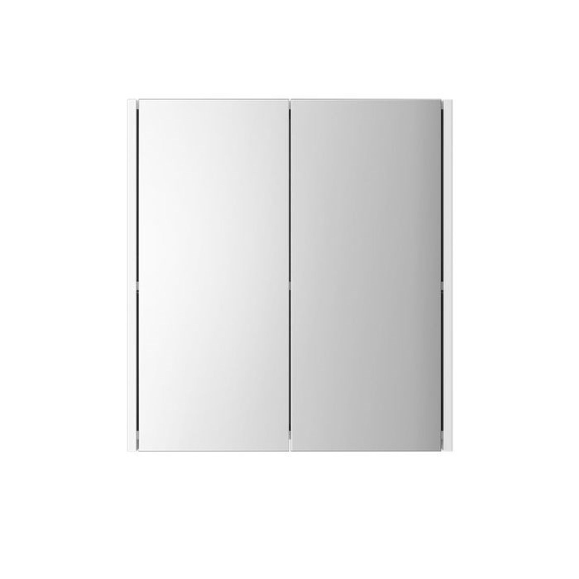 (EY142) 600mm Gloss White Double Door Mirror Cabinet. Double door opening concealing internal - Image 2 of 2