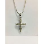 18ct white gold diamond cross and necklace