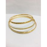 Three 18ct yellow Gold solid ladies slave bangles