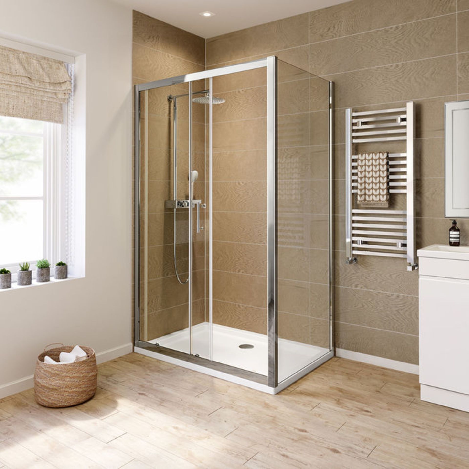 (AD29) 1200x760mm - 6mm - Elements Sliding Door Shower Enclosure. RRP £299.99. 6mm Safety Glass - Bild 4 aus 4