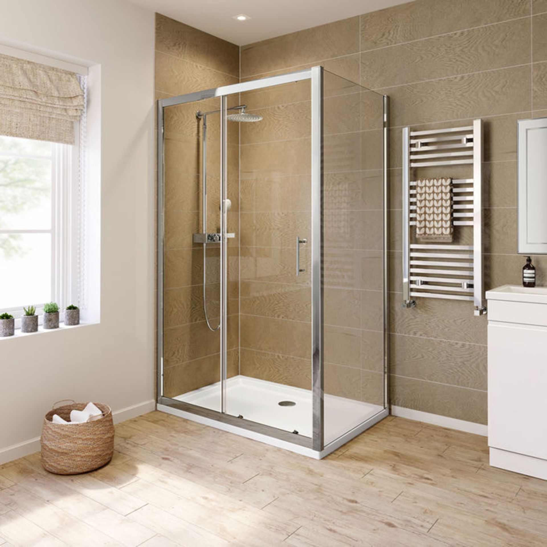 (AD29) 1200x760mm - 6mm - Elements Sliding Door Shower Enclosure. RRP £299.99. 6mm Safety Glass - Bild 3 aus 4