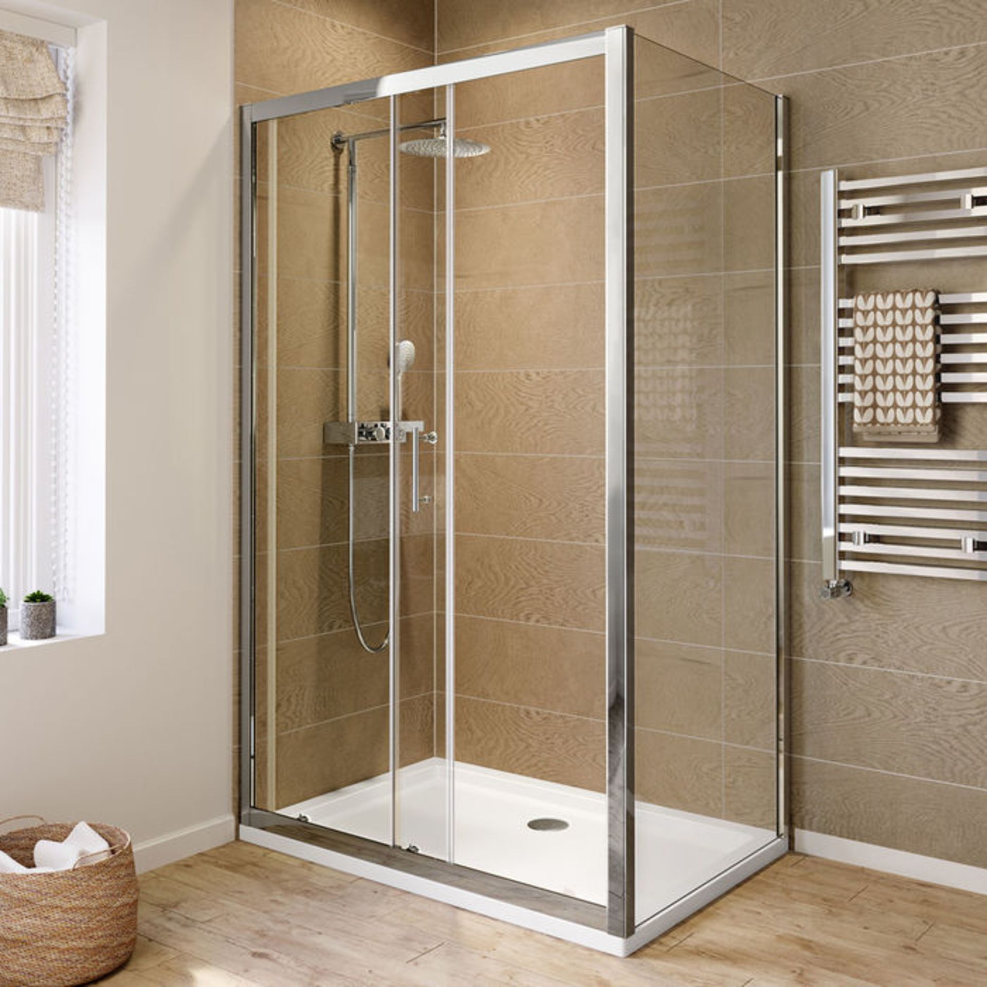 (AD29) 1200x760mm - 6mm - Elements Sliding Door Shower Enclosure. RRP £299.99. 6mm Safety Glass - Bild 2 aus 4