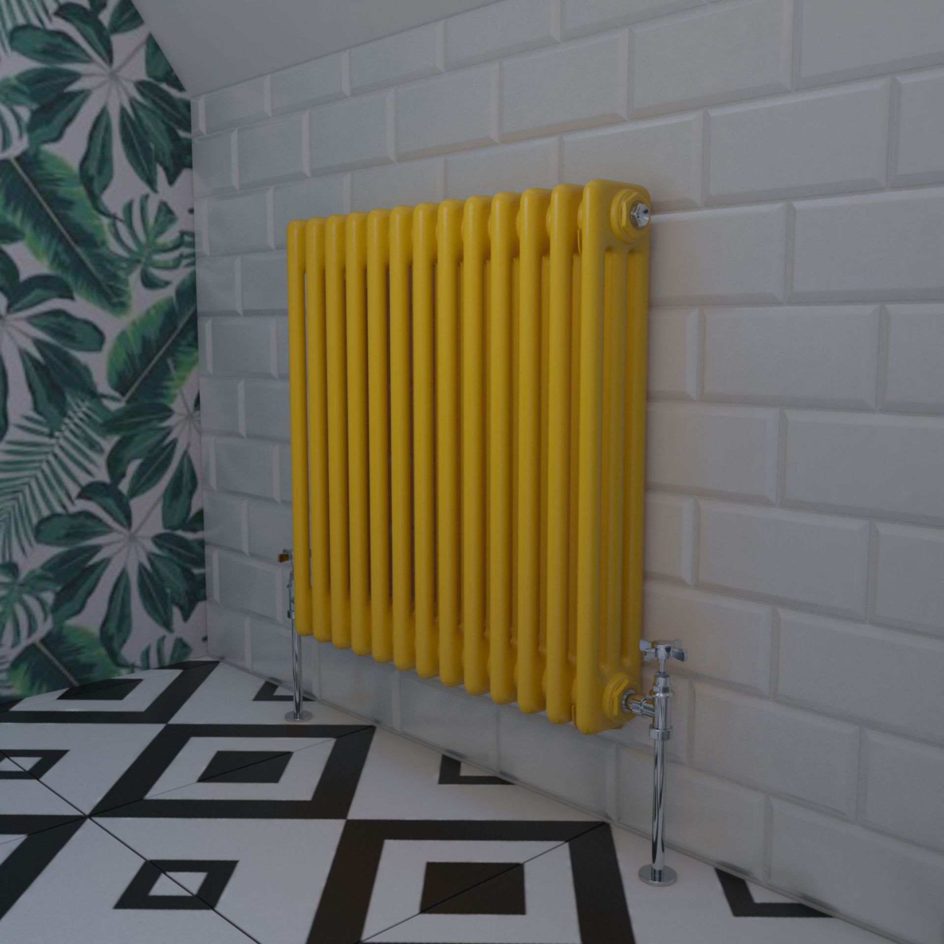 (AD16) 600 x 600mm Yellow Horizontal Traditional Radiator. RRP £632.99. Constructed from sturdy