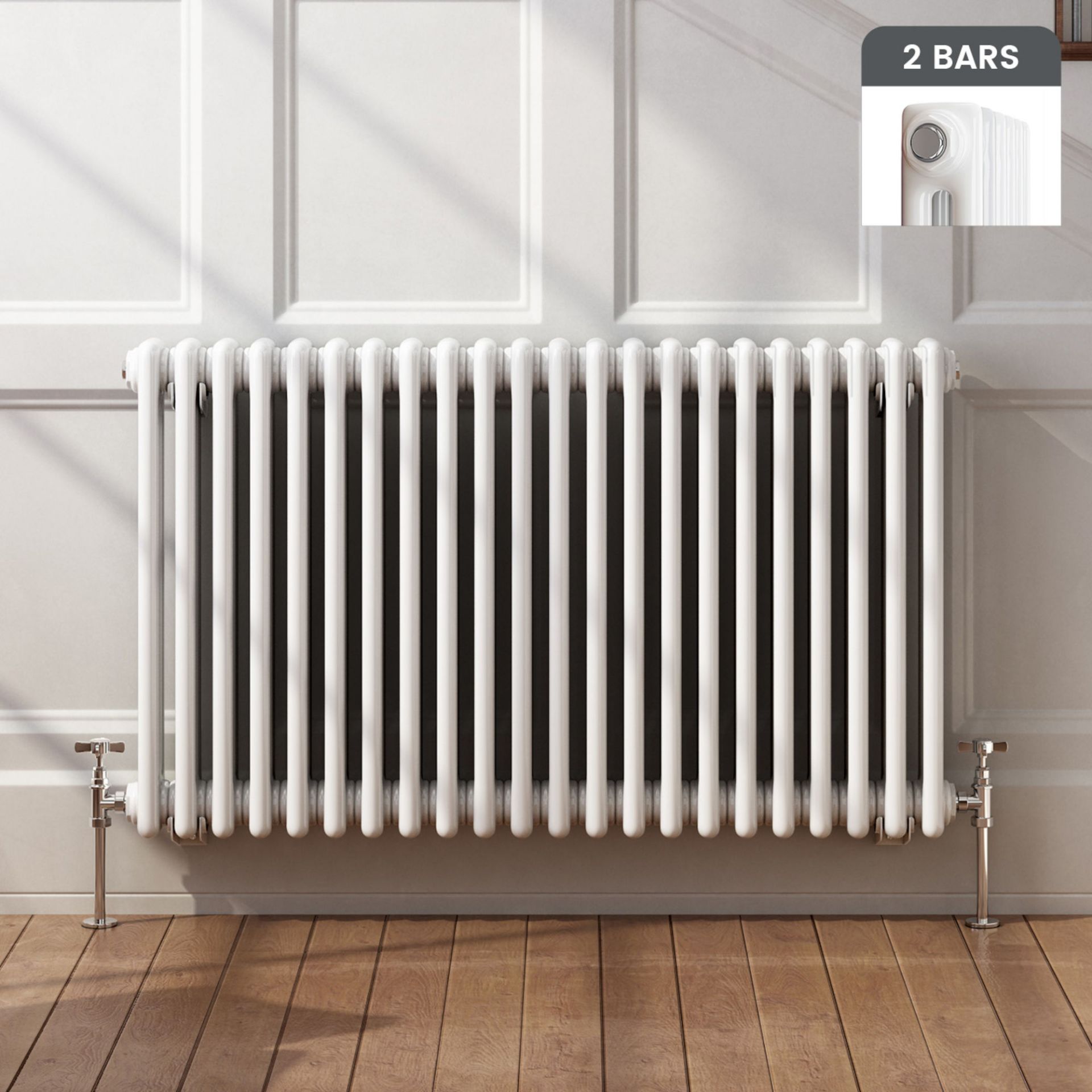 (AD17) 600x1008mm White Double Panel Horizontal Colosseum Traditional Radiator. RRP £430.99. Made - Bild 4 aus 4