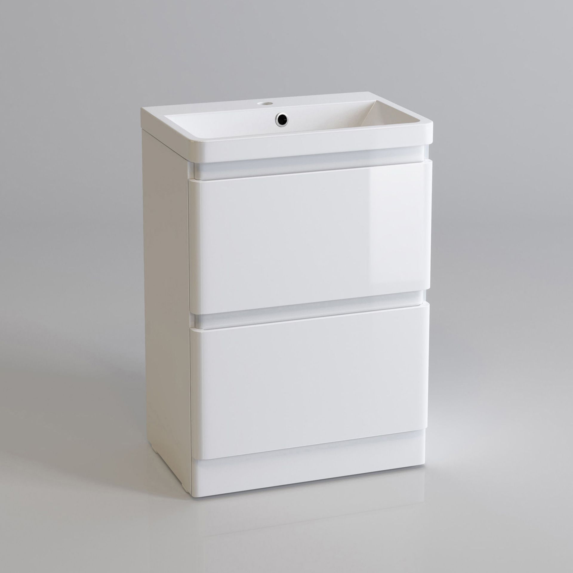 (YC162) 600mm Denver Gloss White Built In Basin Drawer Unit - Floor Standing. RRP £499.99. Comes - Image 4 of 4