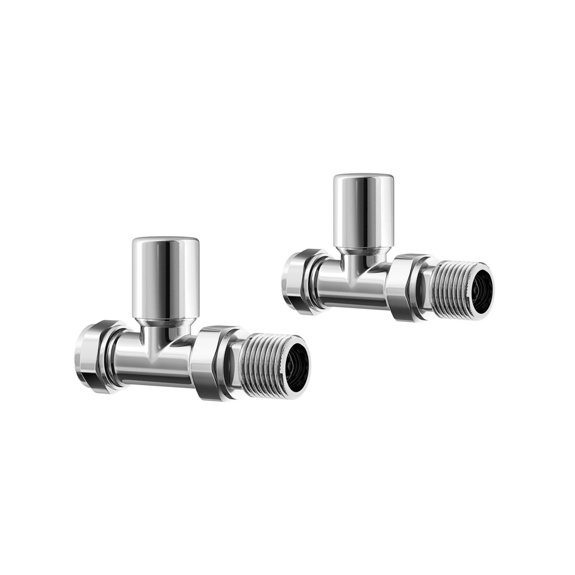 (LX22) Standard 15mm Connection Straight Chrome Radiator Valves Chrome Plated Solid Brass Straight