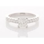 18ct White Gold Single Stone Prong Set With Stone Set Shoulders Diamond Ring 1.11