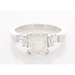 18ct White Gold Single Stone Prong Set With Stone Set Shoulders Diamond Ring 1.66