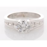 18ct White Gold Single Stone Prong Set With Stone Set Shoulders Diamond Ring 1.53