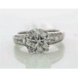 18ct White Gold Single Stone Prong Set With Stone Set Shoulders Diamond Ring 3.90