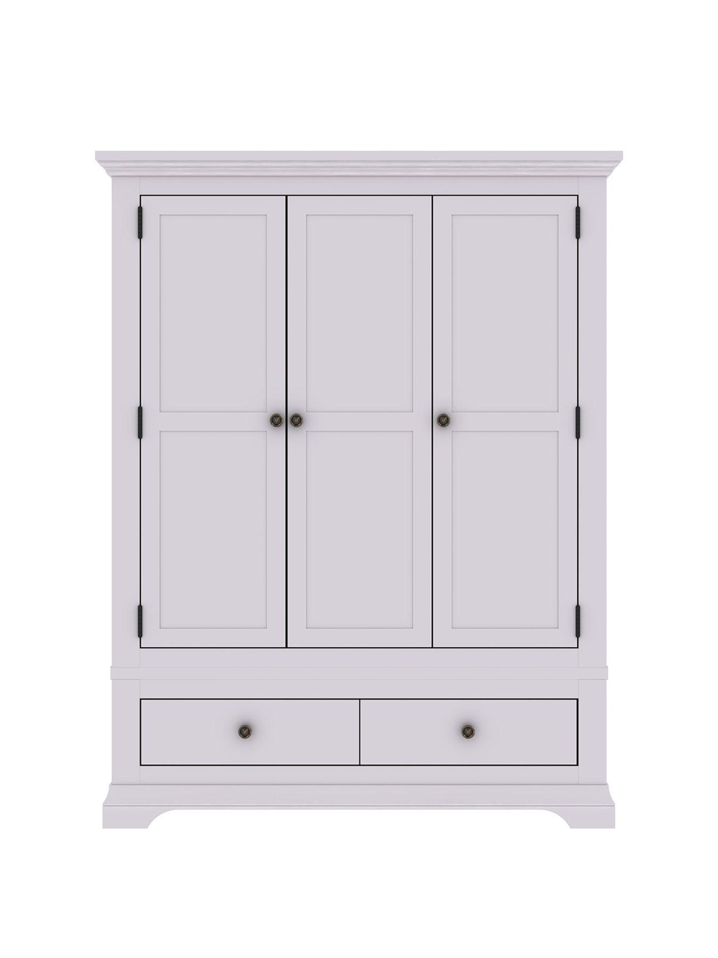 Boxed Item Ideal Home Normandy  3 Doors  2 Drawers  Solid Oak Wardrobe [Grey] 193X168X58Cm Rrp:¬£879