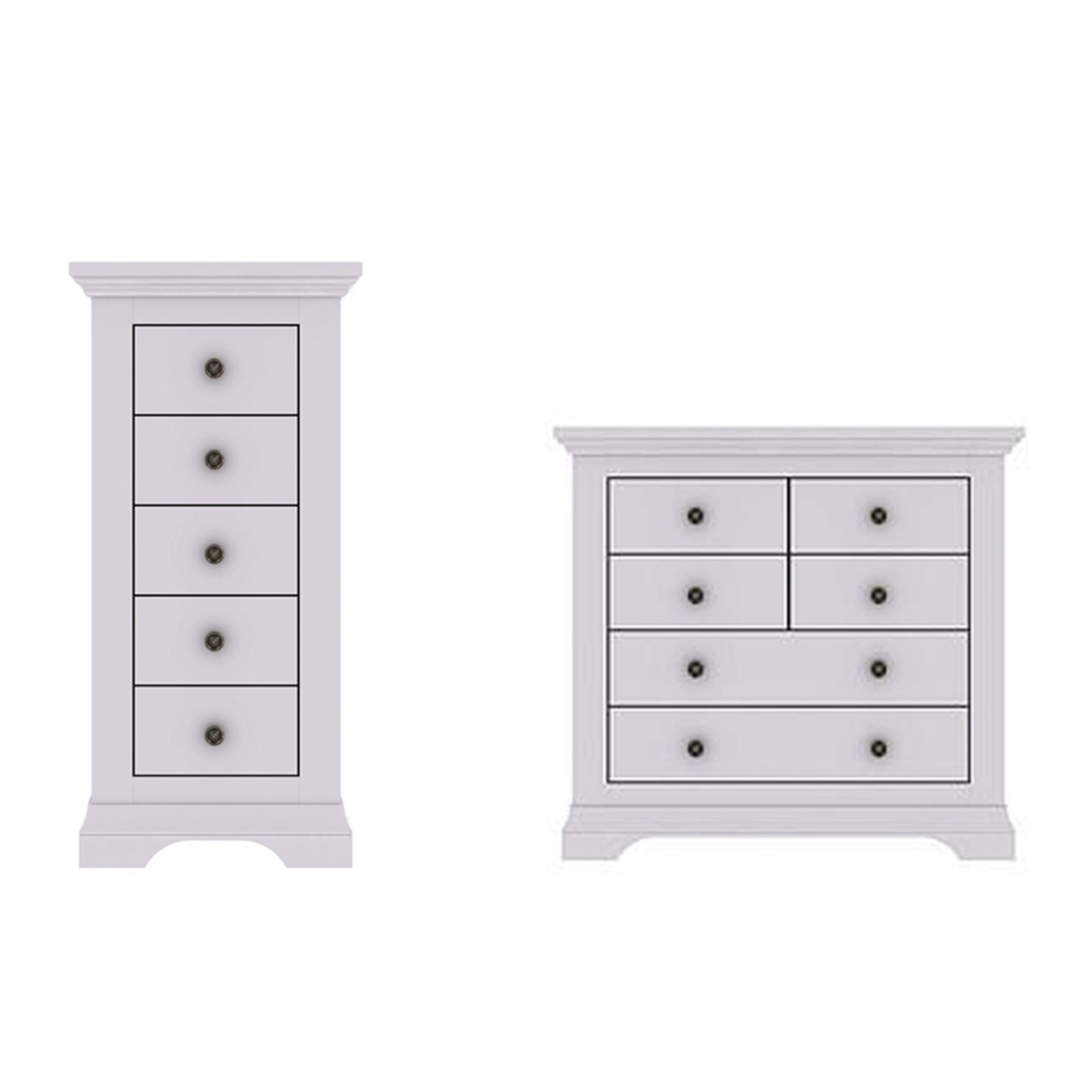 Boxed Item Ideal Home Solid Oak Normandy 2Pc Chest Set [Grey] Rrp ¬£704