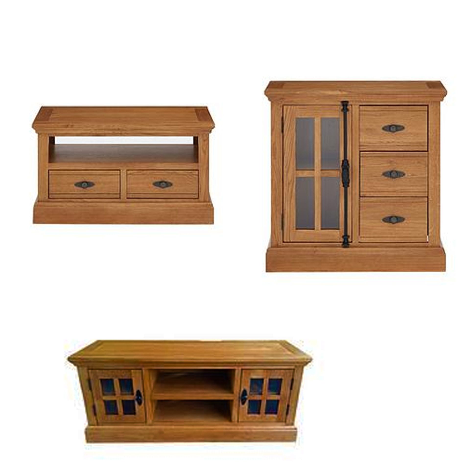 Boxed Item Ideal Home Whitford Real Oak 3Pc Living Room Set [Oak] Rrp:¬£1167