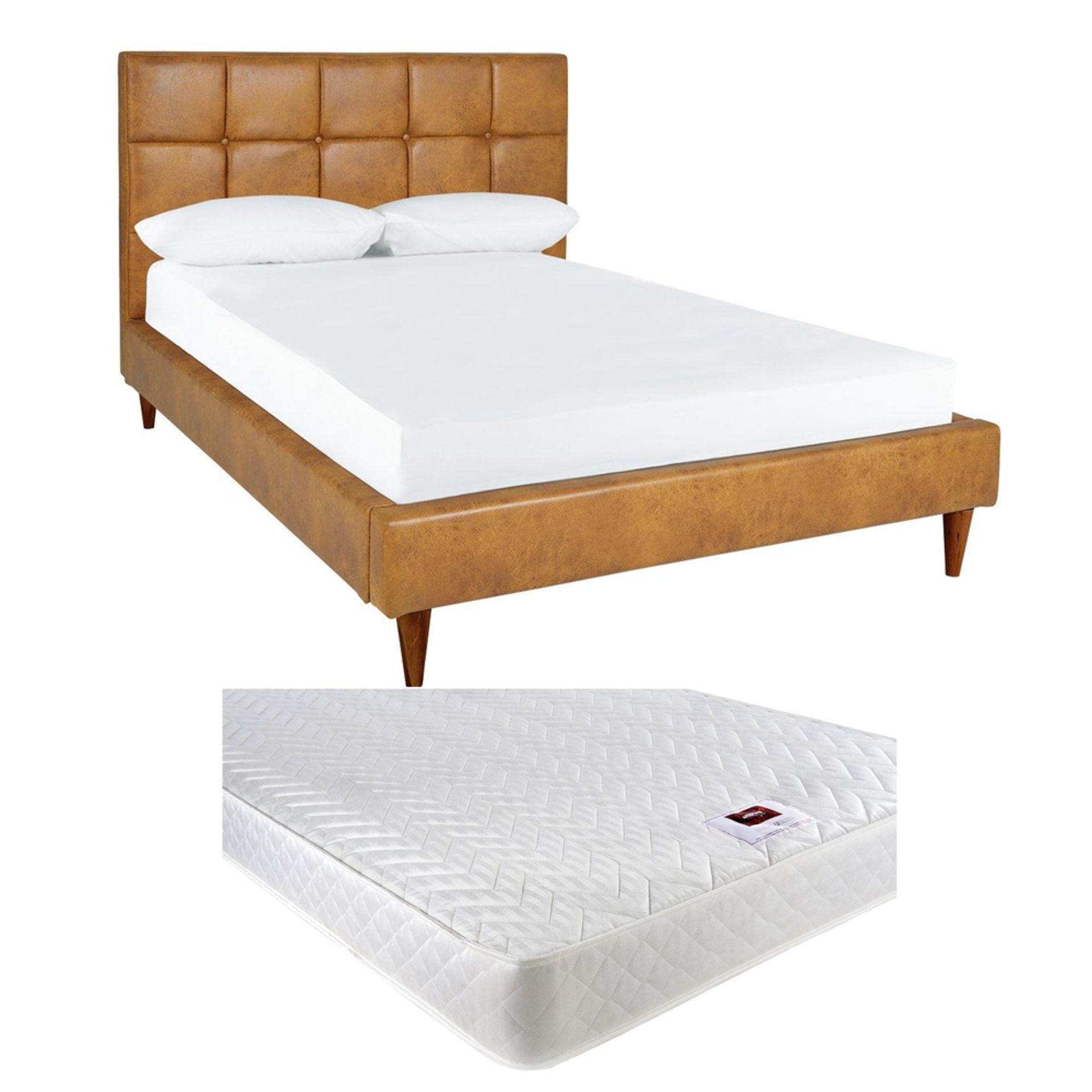 Boxed Item Olson Double Bed [Tan] And Mattress Set Rrp:¬£688