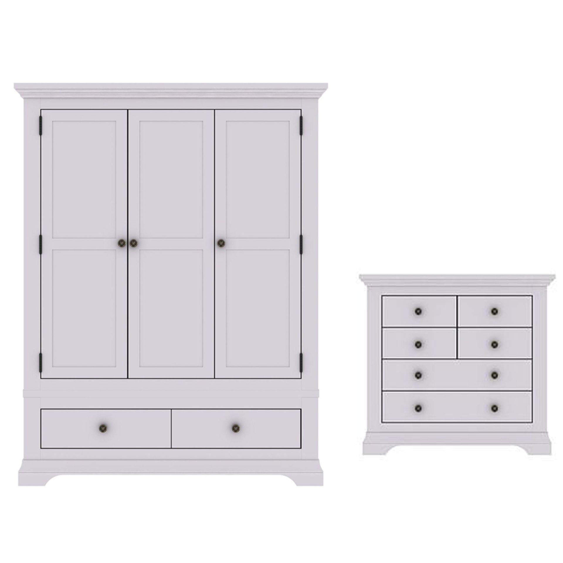 Boxed Item Ideal Home Solid Oak Normandy 2Pc Bedroom Set [Grey] Rrp ¬£1265