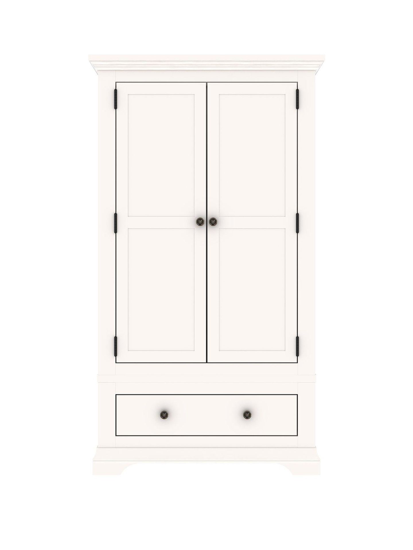 Boxed Item Ideal Home Normandy  2 Doors  1 Drawers  Solid Oak Wardrobe [White] 193X112X58Cm