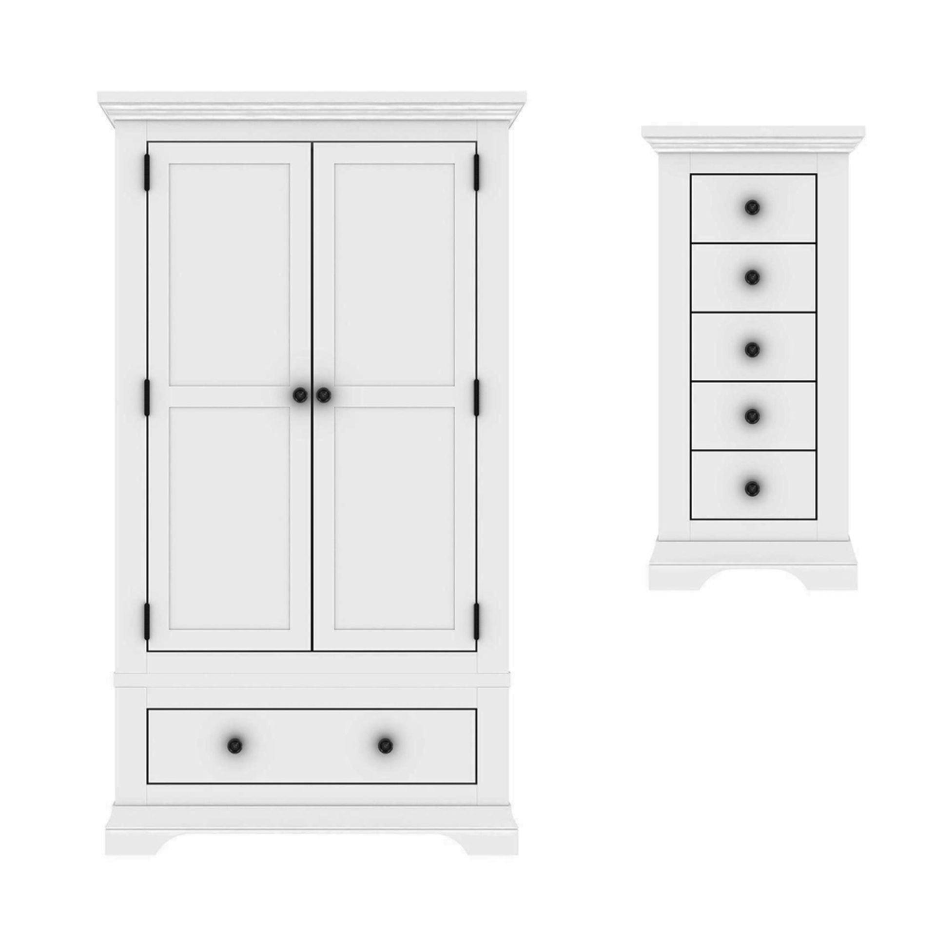 Boxed Item Ideal Home Solid Oak Normandy 2Pc Bedroom Set [White] Rrp ¬£944