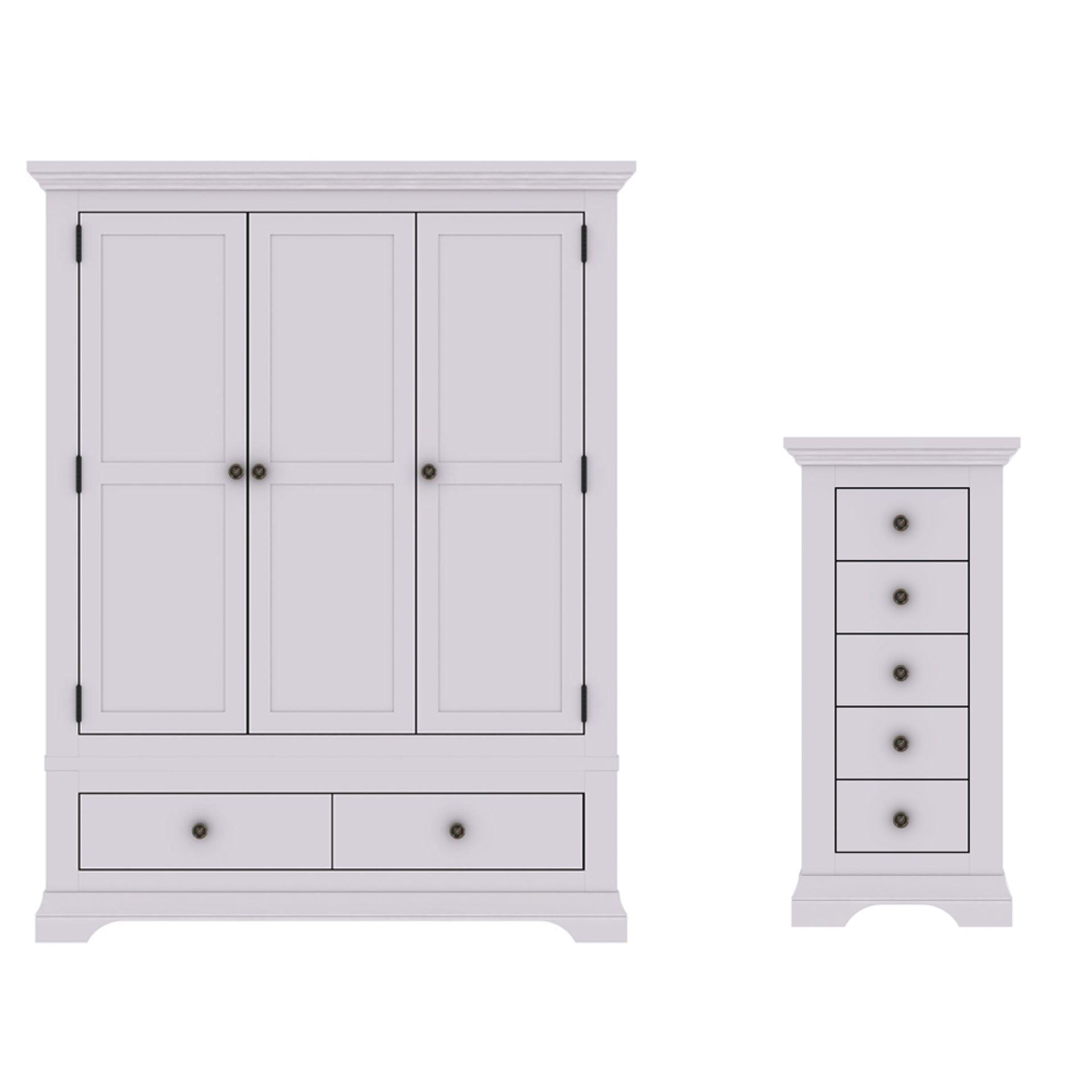 Boxed Item Ideal Home Solid Oak Normandy 2Pc Bedroom Set [Grey] Rrp ¬£1194