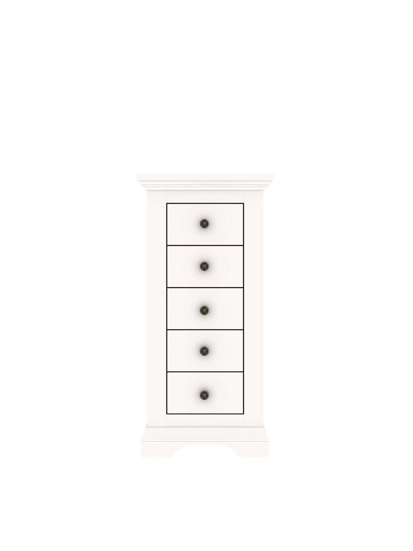 Boxed Item Ideal Home Normandy  5 Drawers  Solid Oak Narrow Chest [White] 117X53X41Cm Rrp:¬£315