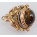 9ct Gold Fob With Tiger's Eye Stone