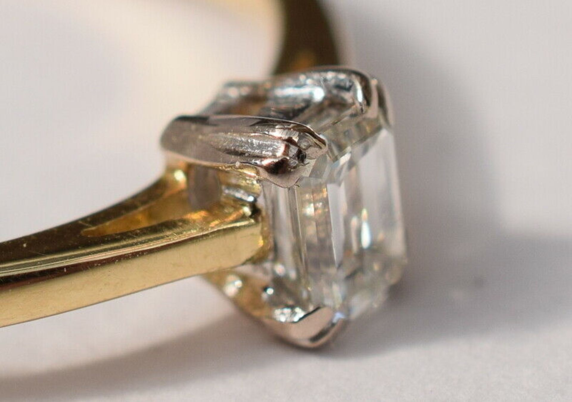 Ladies Diamond Solitaire In Emerald Cut Design 18ct Gold - Image 6 of 7