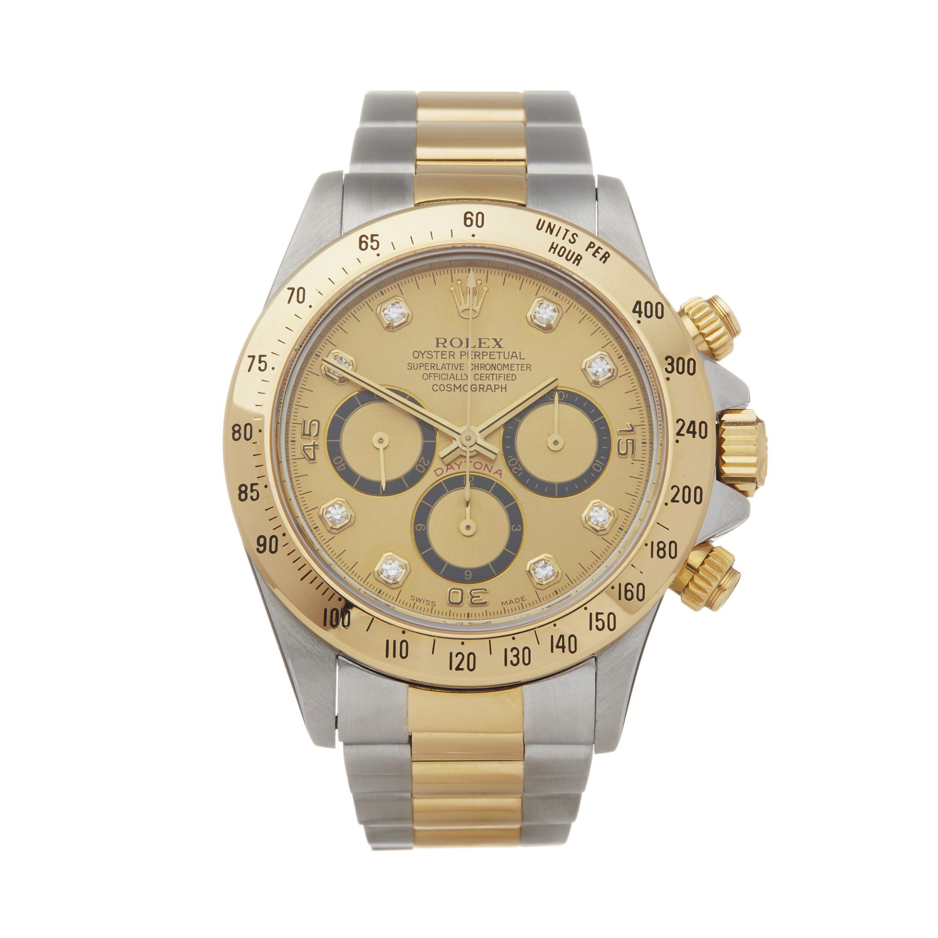 1994 Daytona Zenith Inverted 6 Diamond Chronograph Stainless Steel & Yellow Gold - 16523 - Image 9 of 9