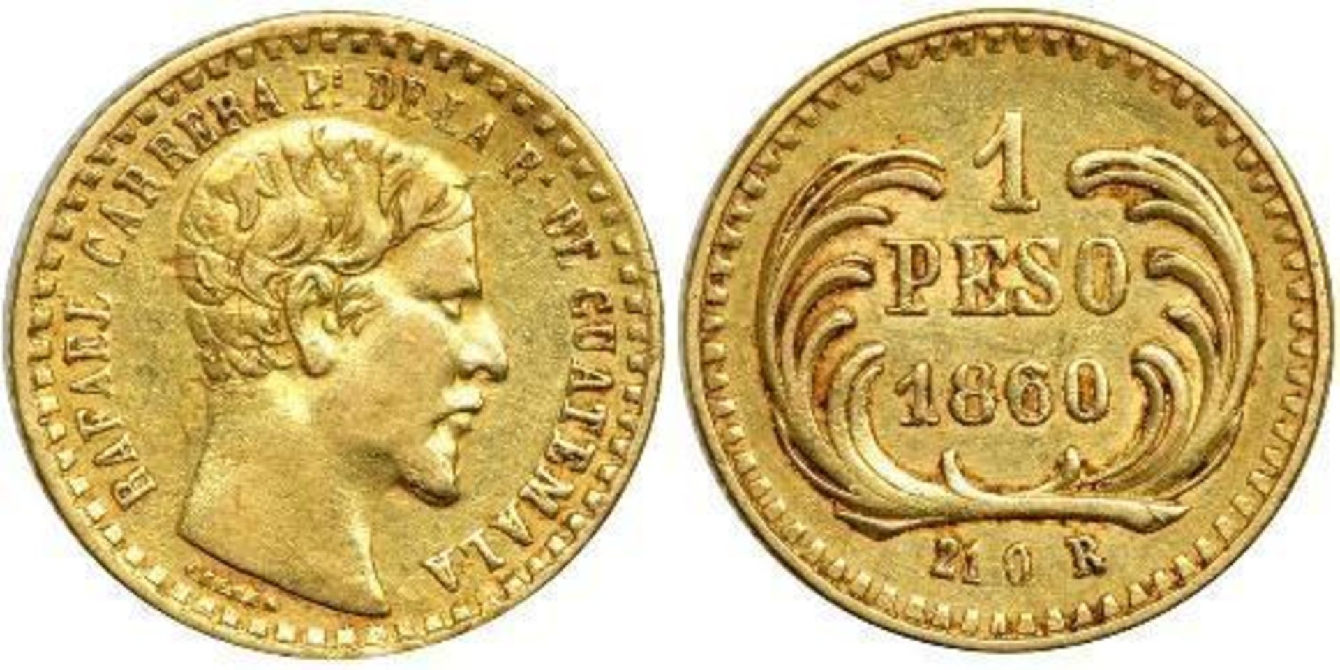 Latin America, Guatemala, gold 1-Peso - 1860