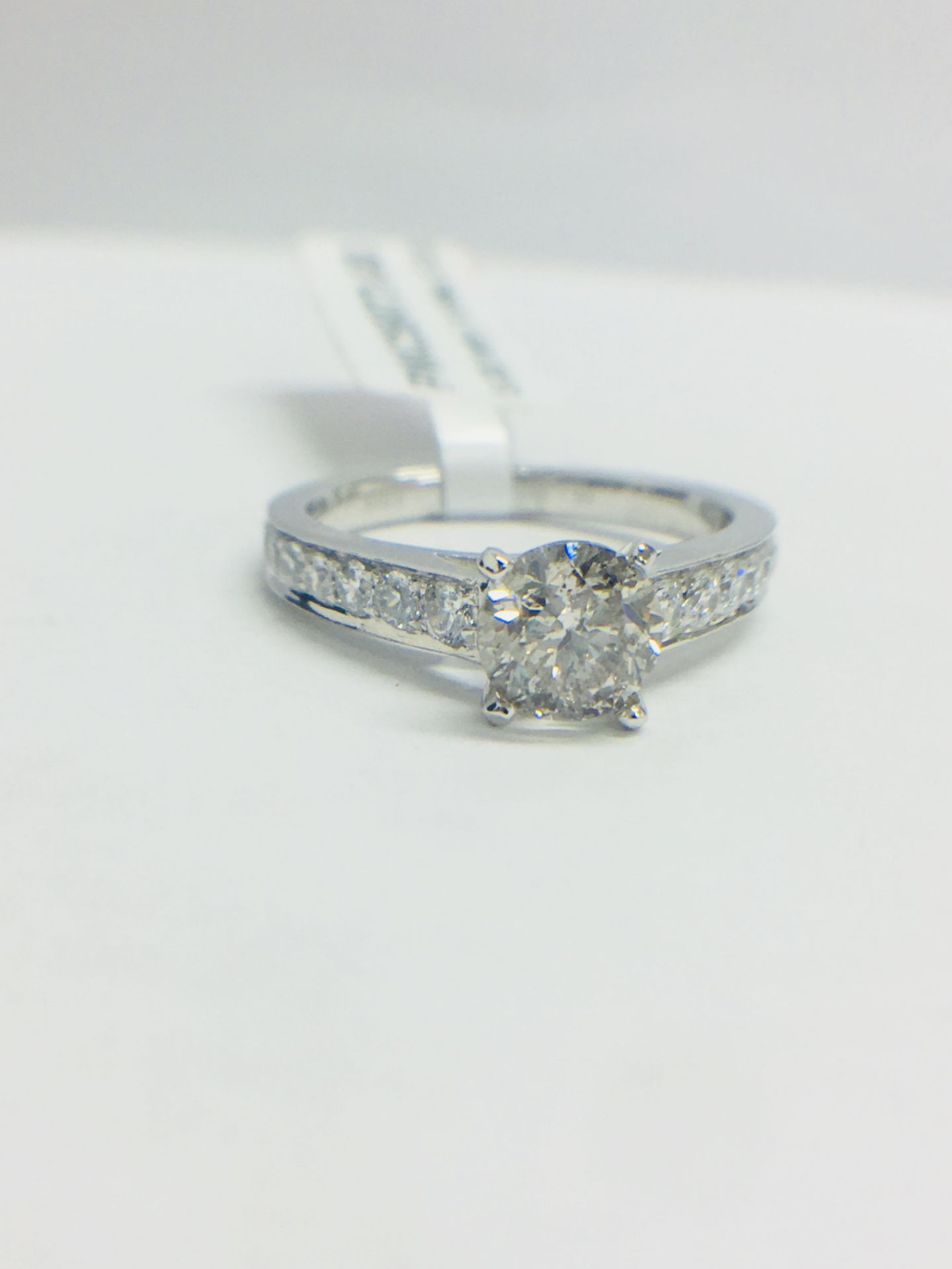 Platinum Diamond Solitaire Ring With Diamond Set Shoulder, - Image 12 of 14