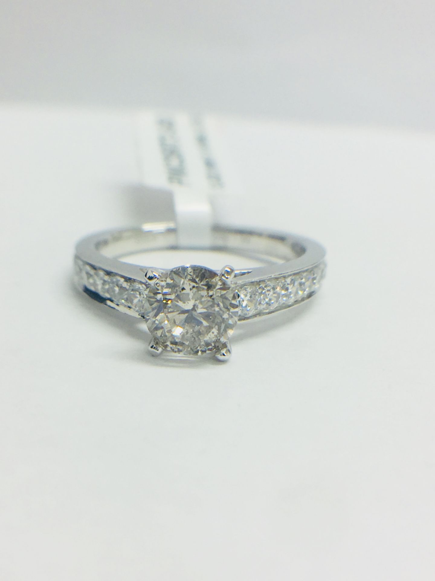 Platinum Diamond Solitaire Ring With Diamond Set Shoulder, - Image 13 of 14