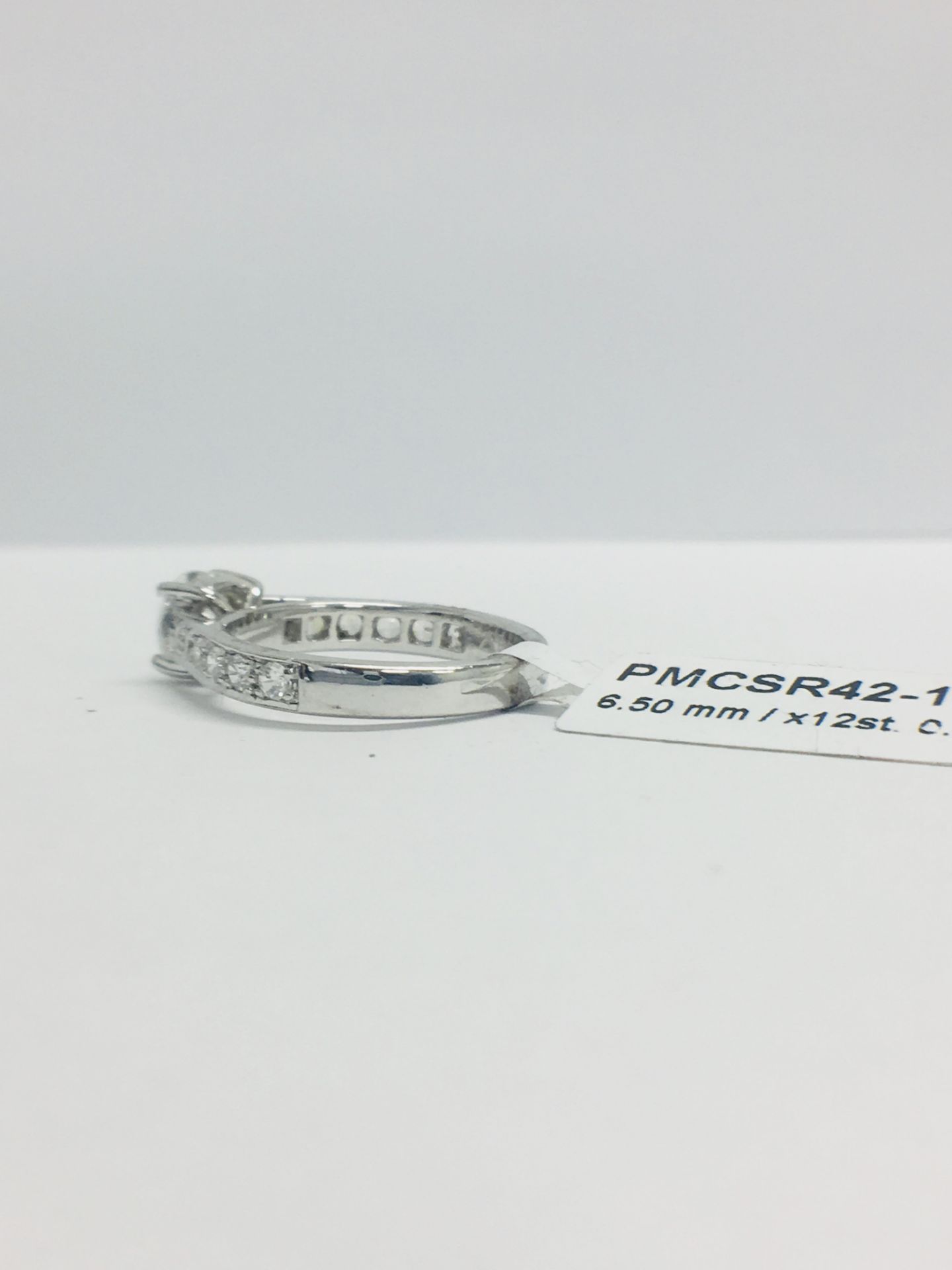 Platinum Diamond Solitaire Ring With Diamond Set Shoulders - Image 4 of 11