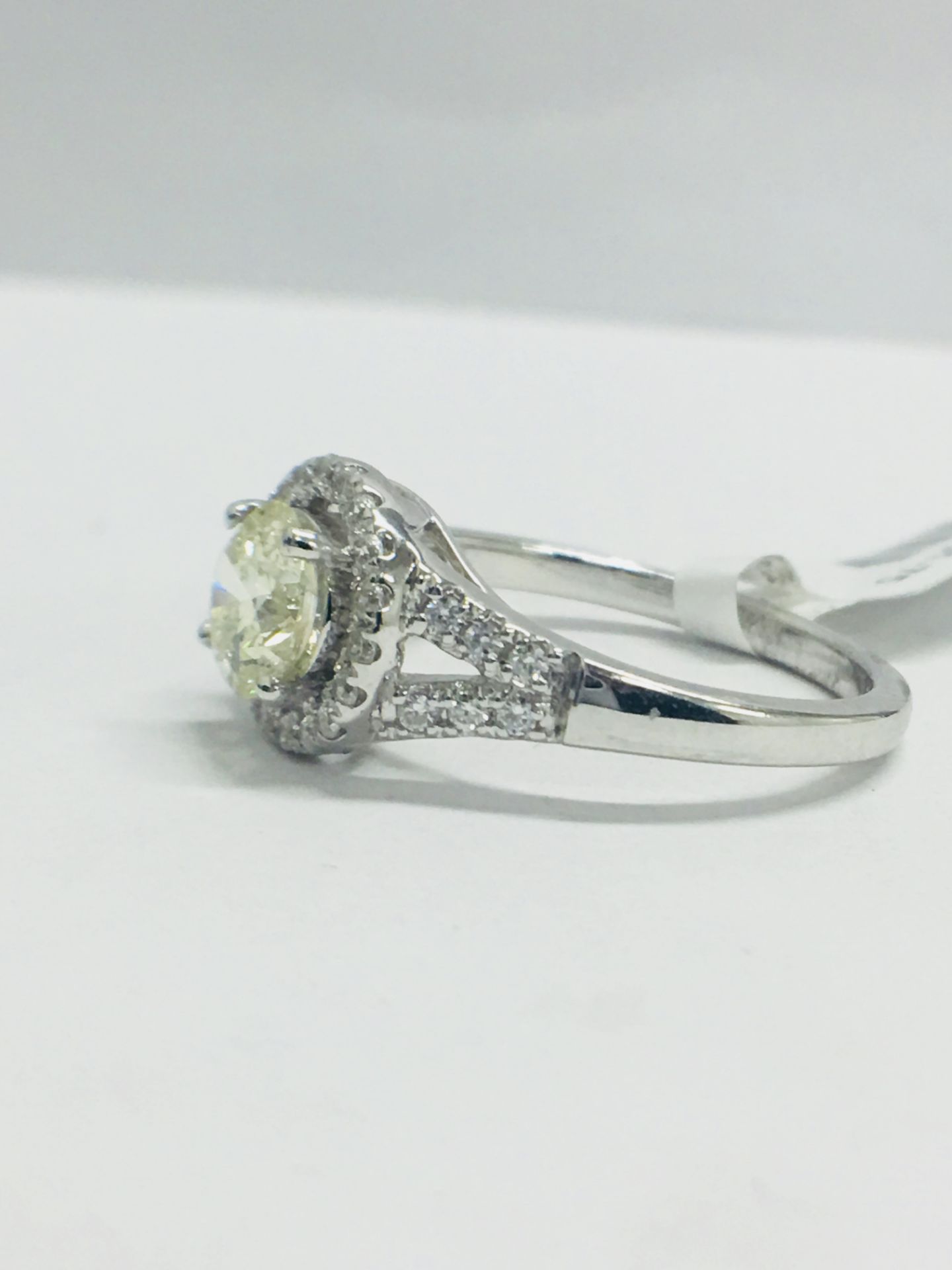 Platinum Modern Halo Style Diamond Ring, - Image 8 of 9