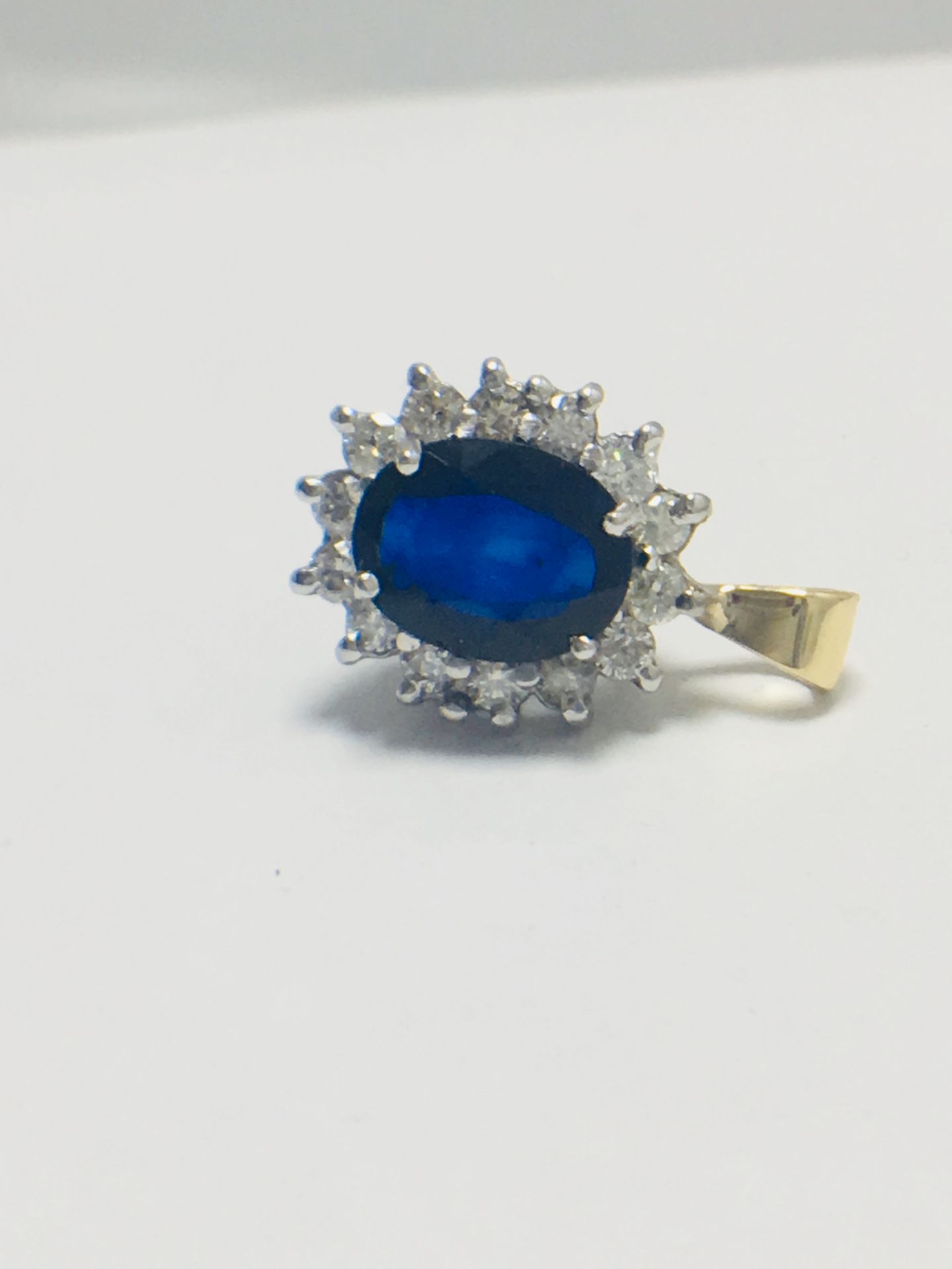 18Ct Sapphire And Diamond Cluster Pendant, - Image 2 of 7