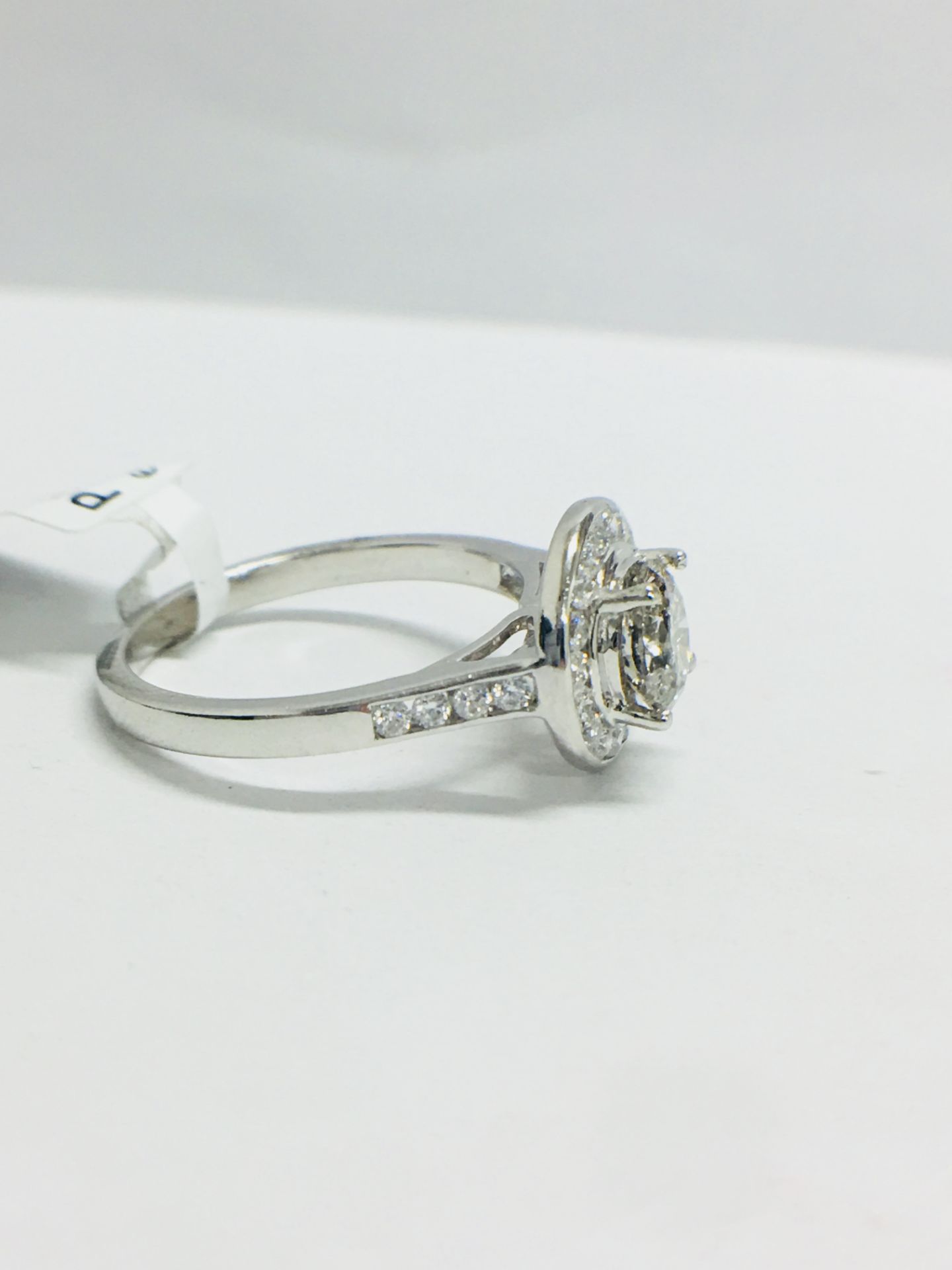 Platinum Channel Set Halo Style Diamond Ring, - Image 7 of 8