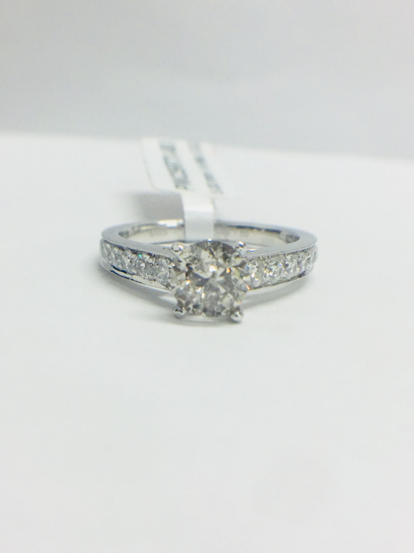 Platinum Diamond Solitaire Ring With Diamond Set Shoulder, - Image 2 of 14