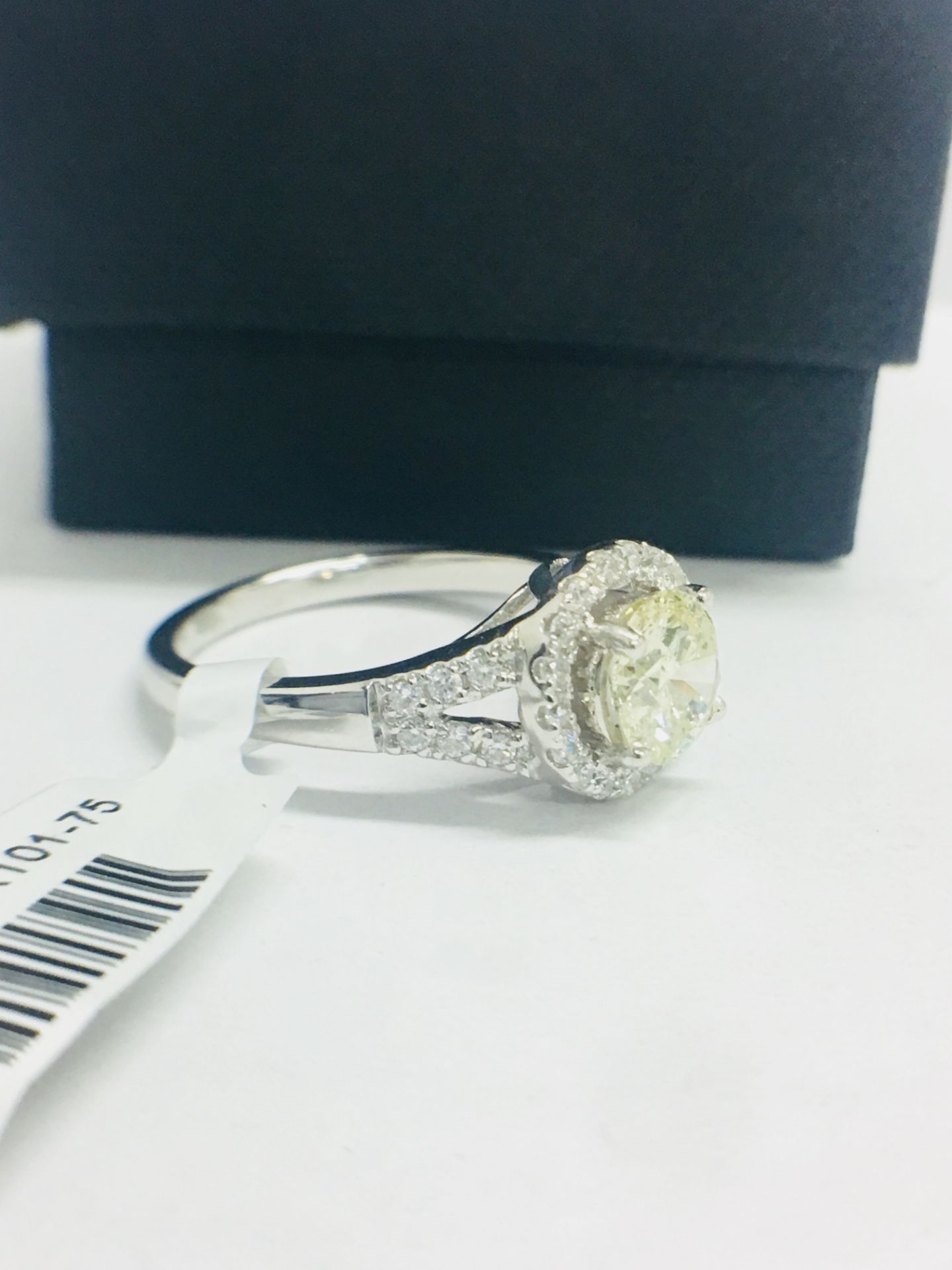 Platinum Modern Halo Style Diamond Ring, - Image 3 of 9