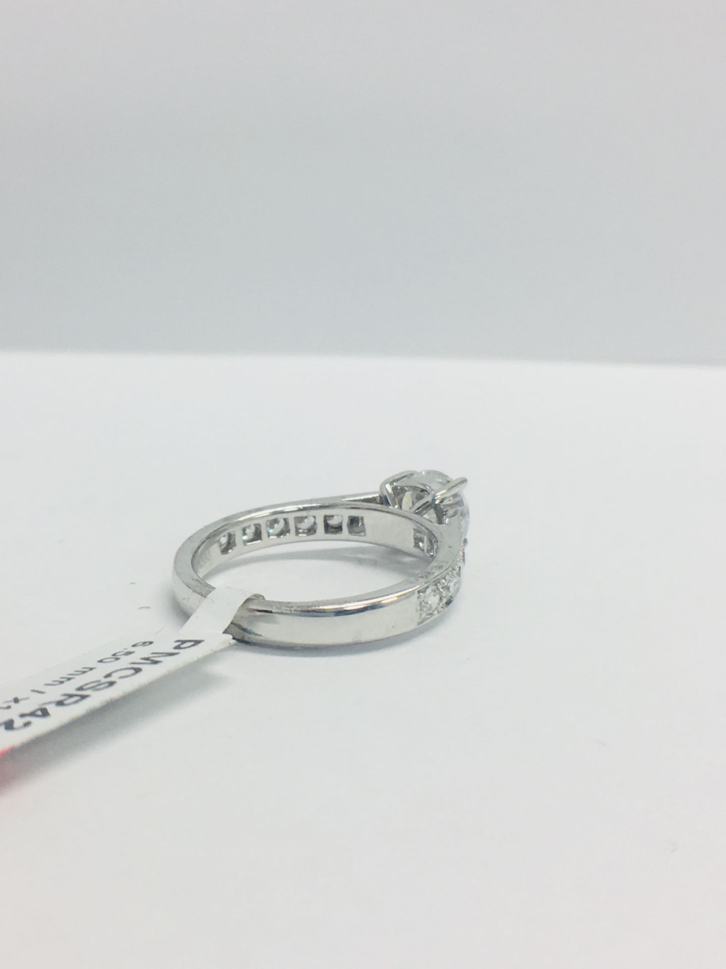 Platinum Diamond Solitaire Ring With Diamond Set Shoulders - Image 8 of 11