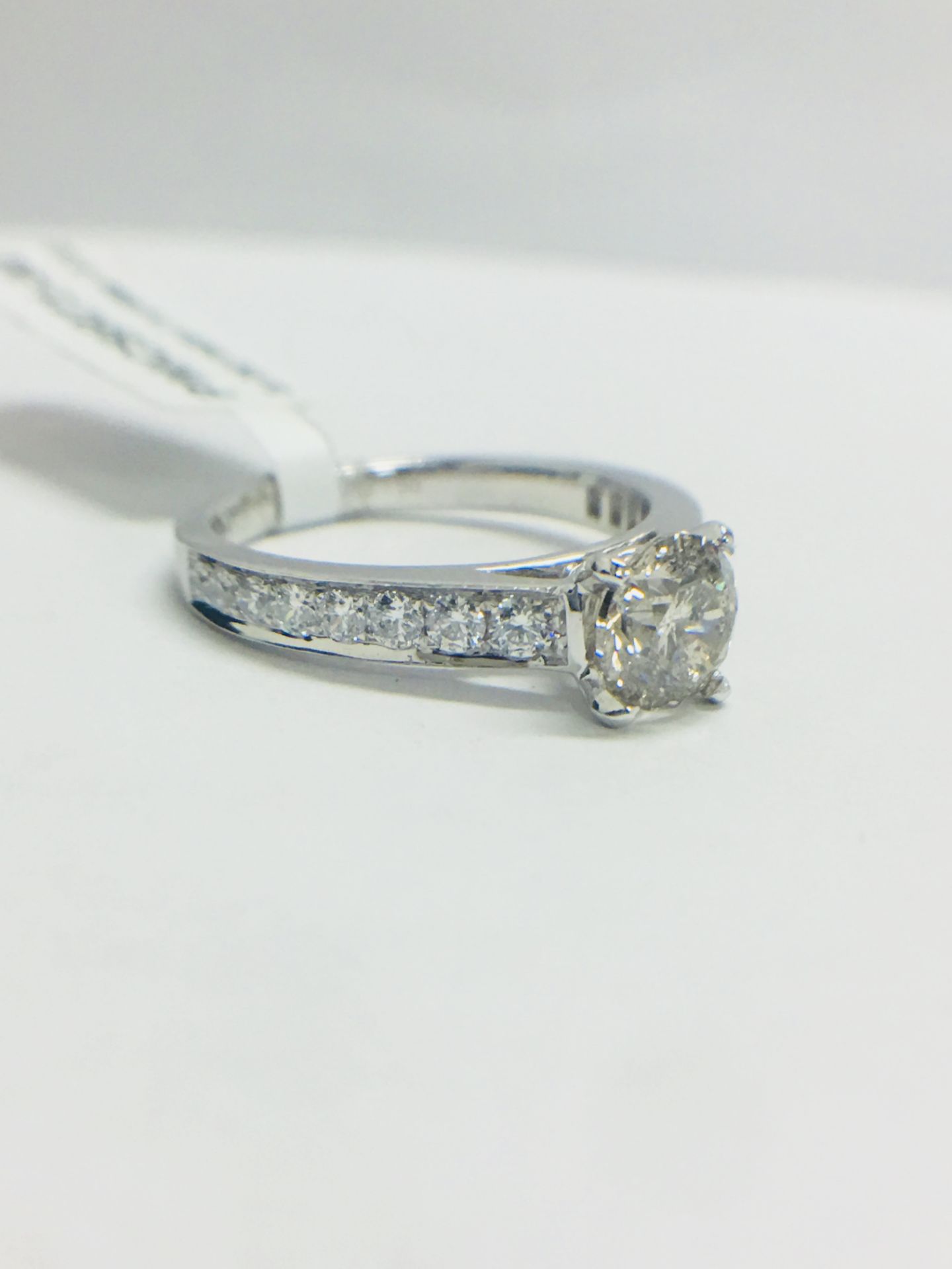 Platinum Diamond Solitaire Ring With Diamond Set Shoulder, - Image 11 of 14