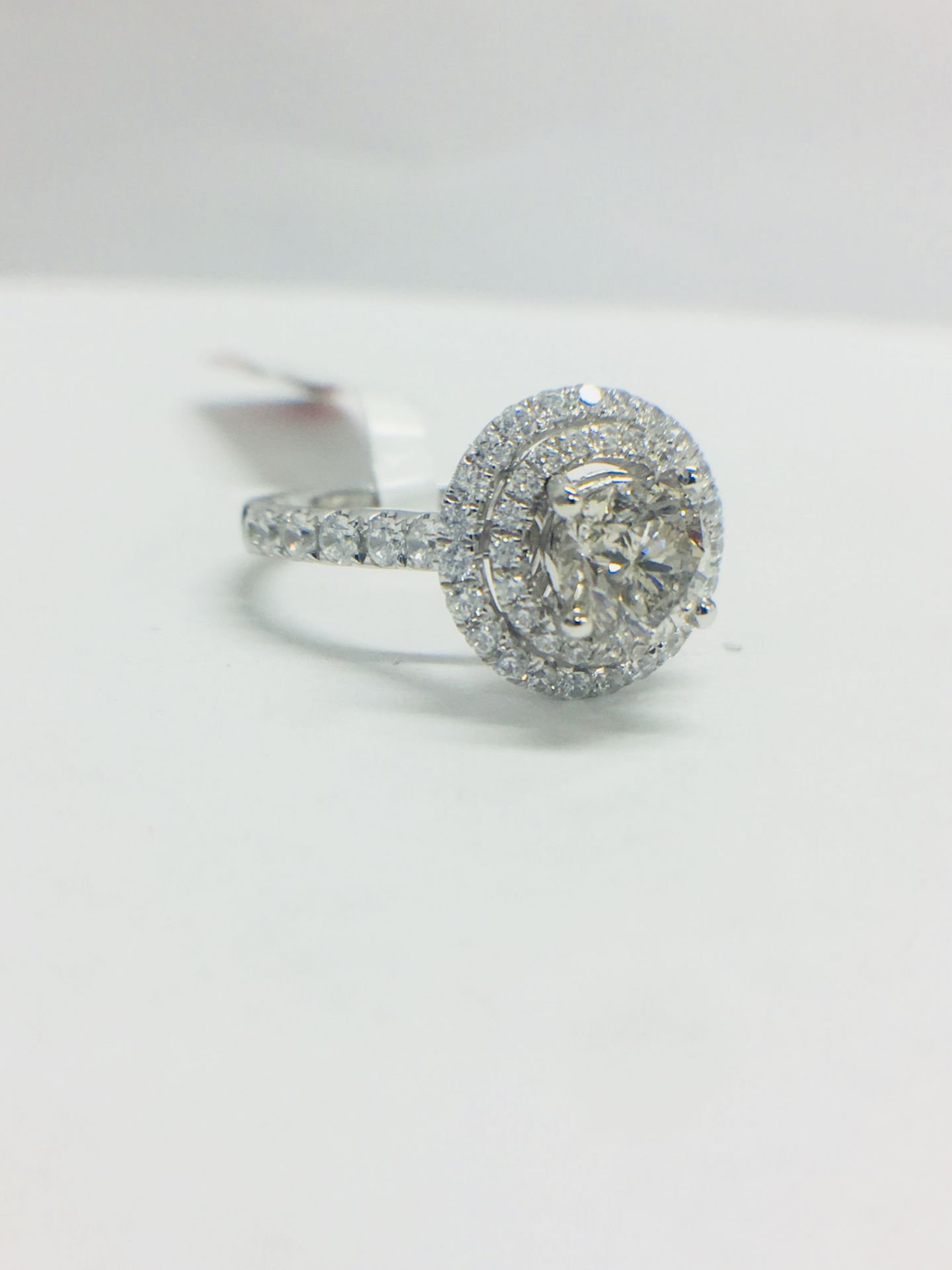 Platinum Double Halo Style Diamond Ring, - Image 9 of 12