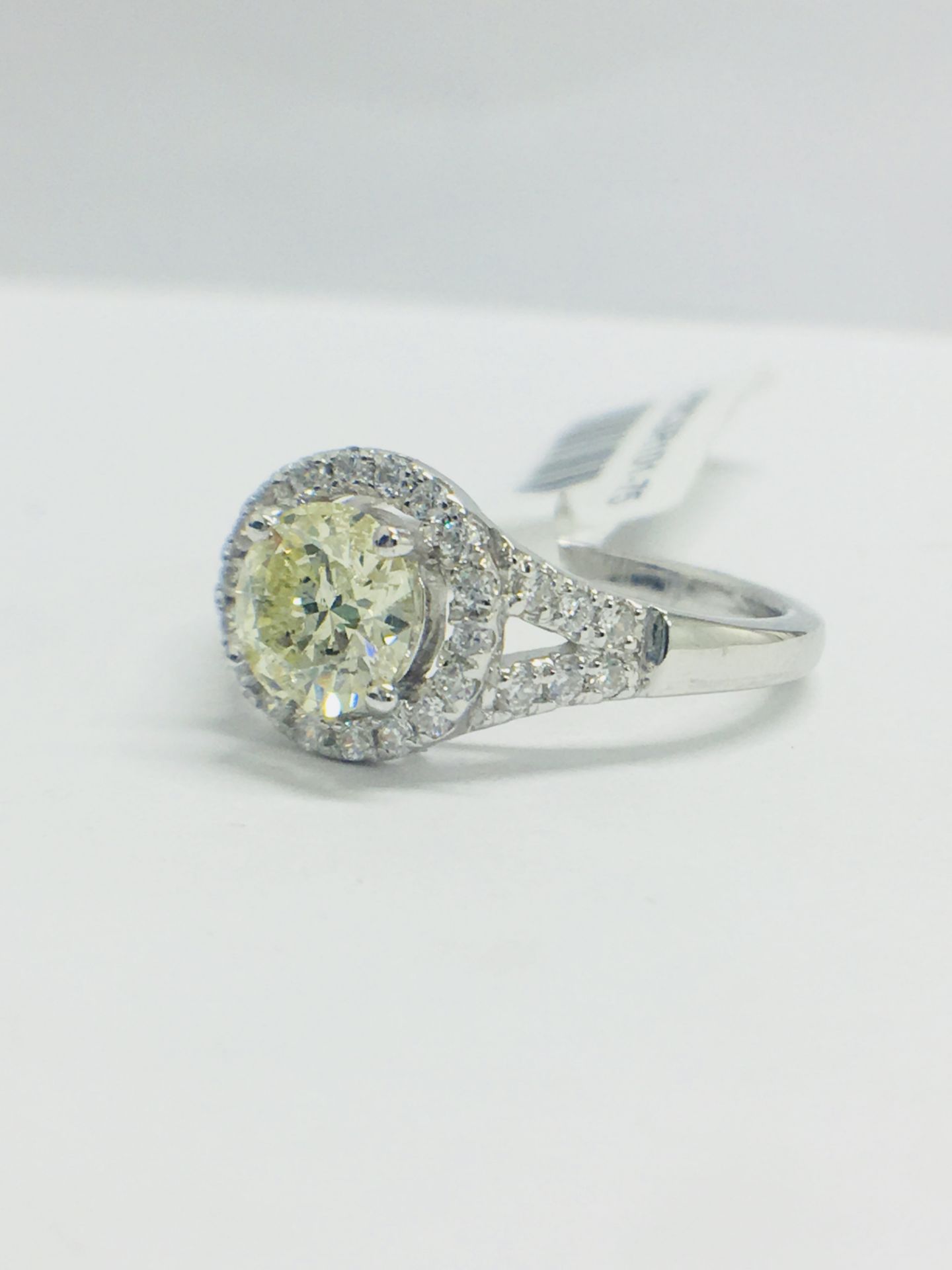 Platinum Modern Halo Style Diamond Ring, - Image 9 of 9