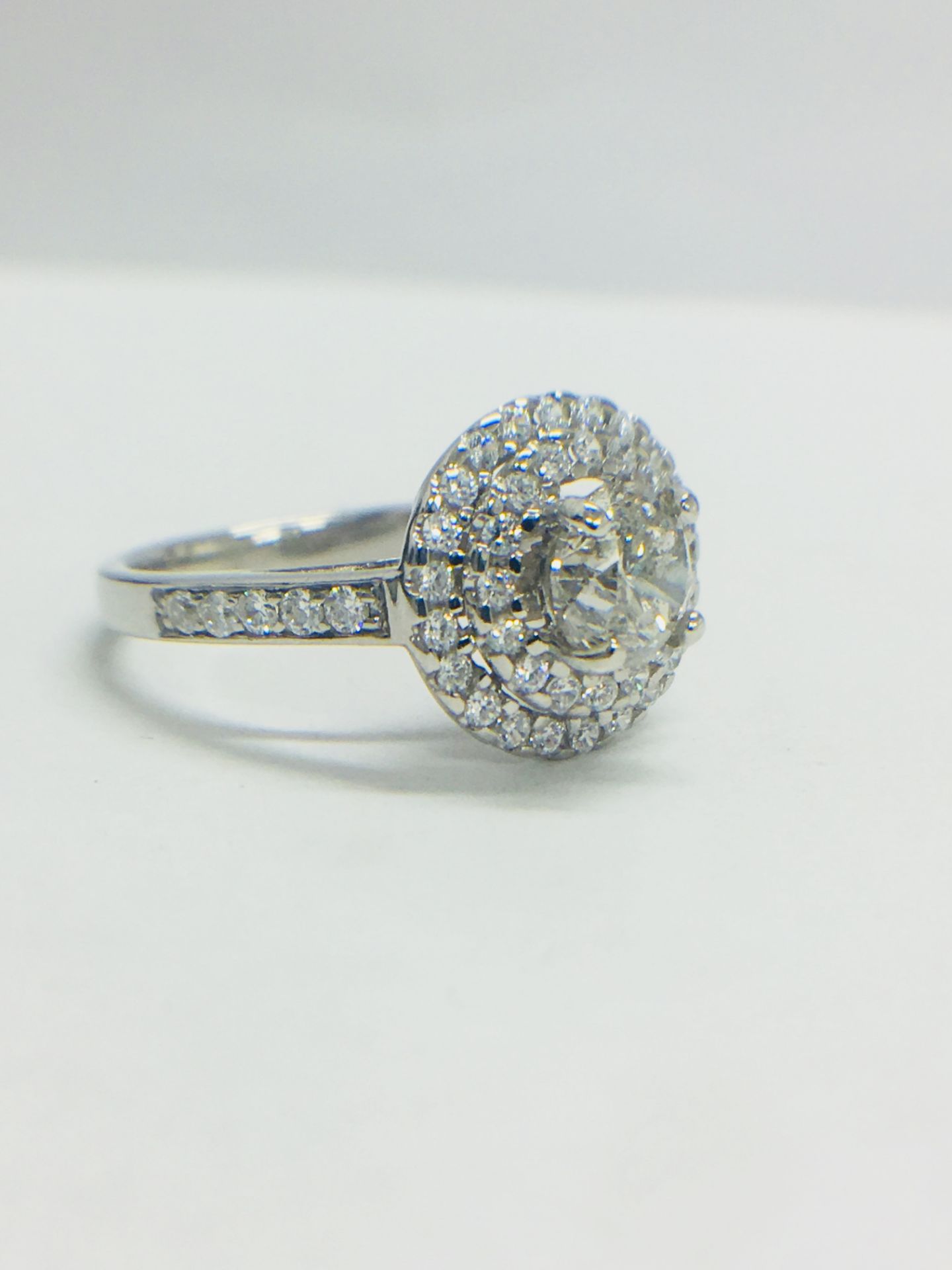 Platinum Double Halo Style Ring1.40Ct Total Diamond Weight, - Image 9 of 11