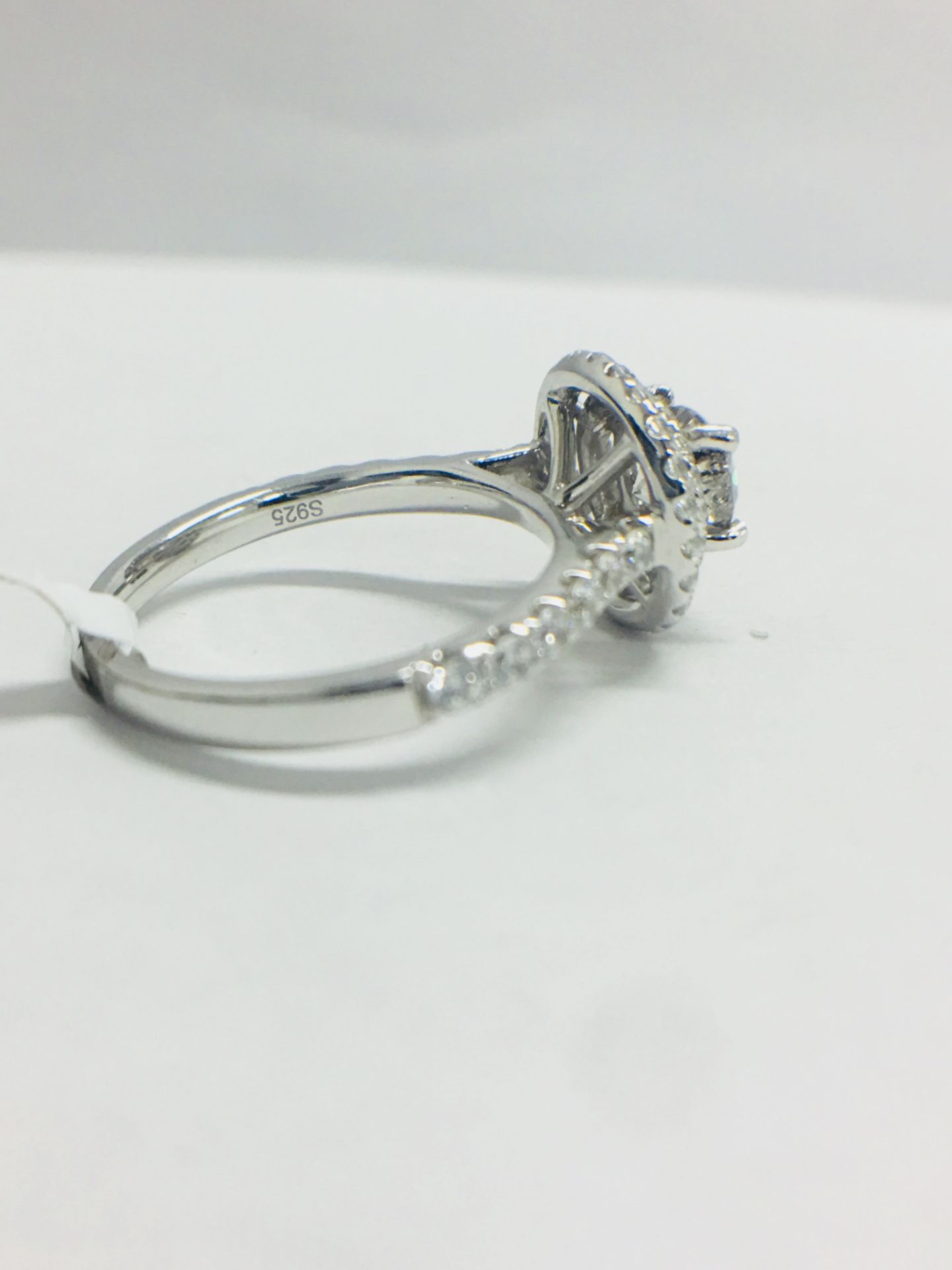 Platinum Double Halo Style Diamond Ring, - Image 6 of 12