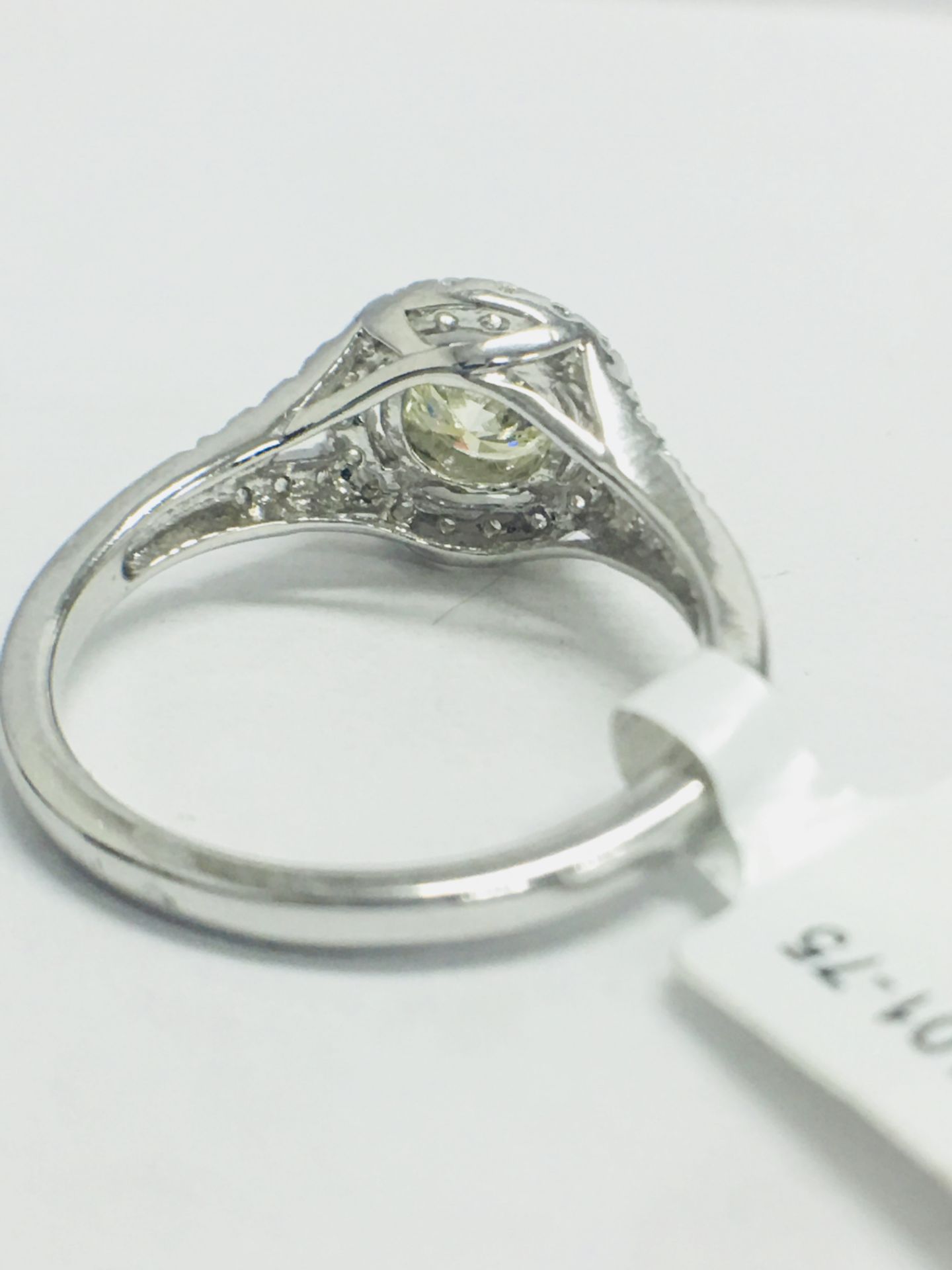 Platinum Modern Halo Style Diamond Ring, - Image 5 of 9